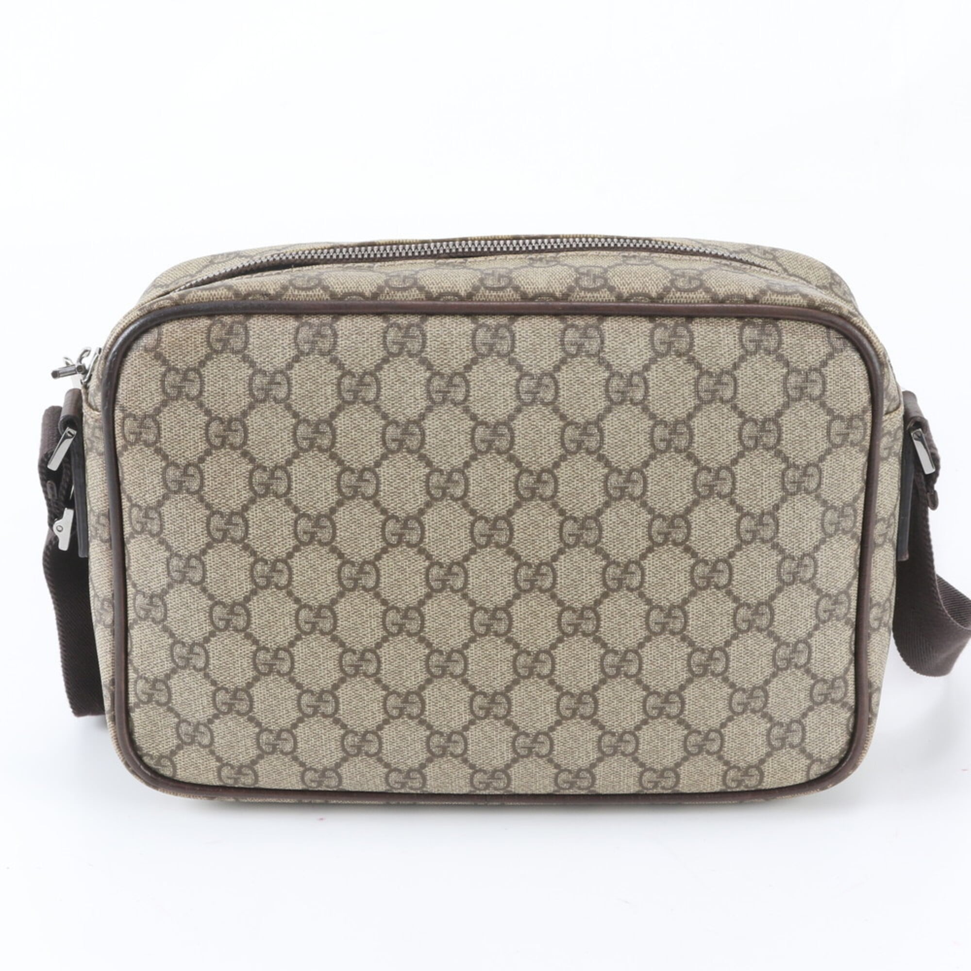 Gucci Beige Dark Brown Leather Coated Canvas Shoulder Bag Tote Bag (Pre-Owned)