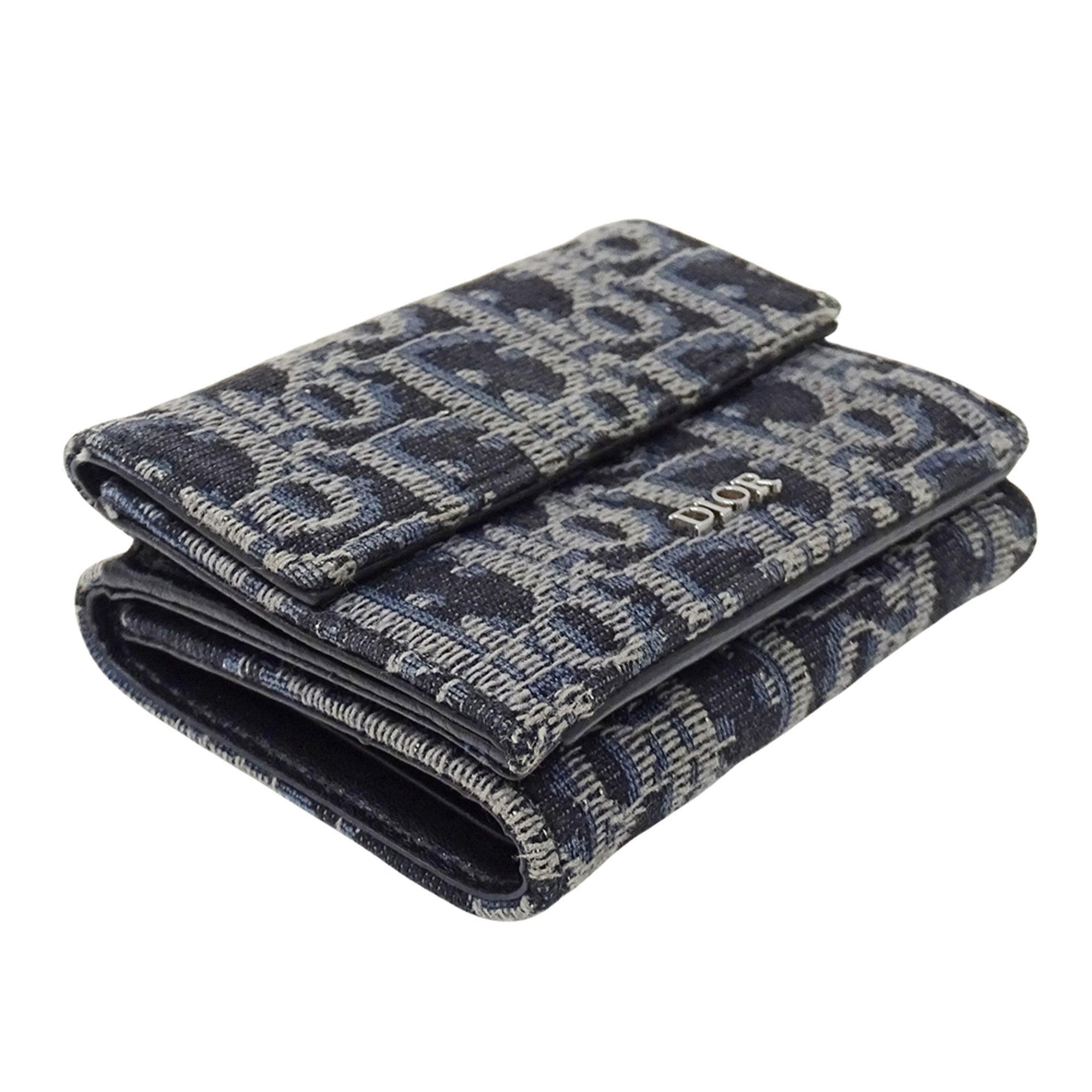 Christian Dior Navy Jacquard Wallet (Tri-Fold) (Pre-Owned)