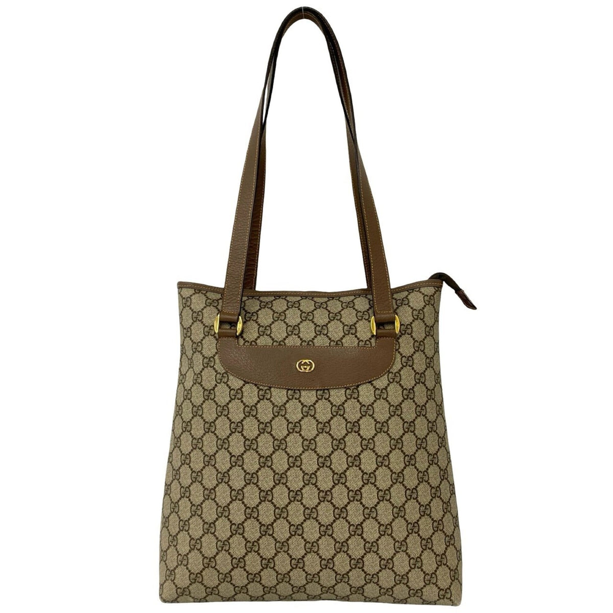 Gucci Brown Leather Pvc Shoulder Bag Tote Bag (Pre-Owned)