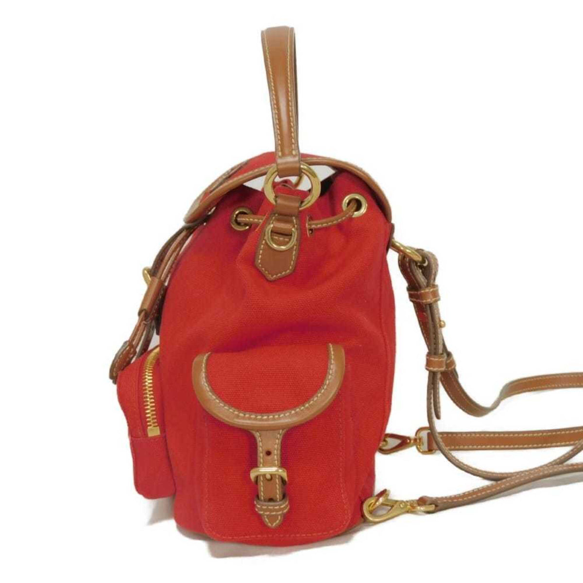 Miu Miu Red Color Cotton Canvas Backpack (Pre-Owned)