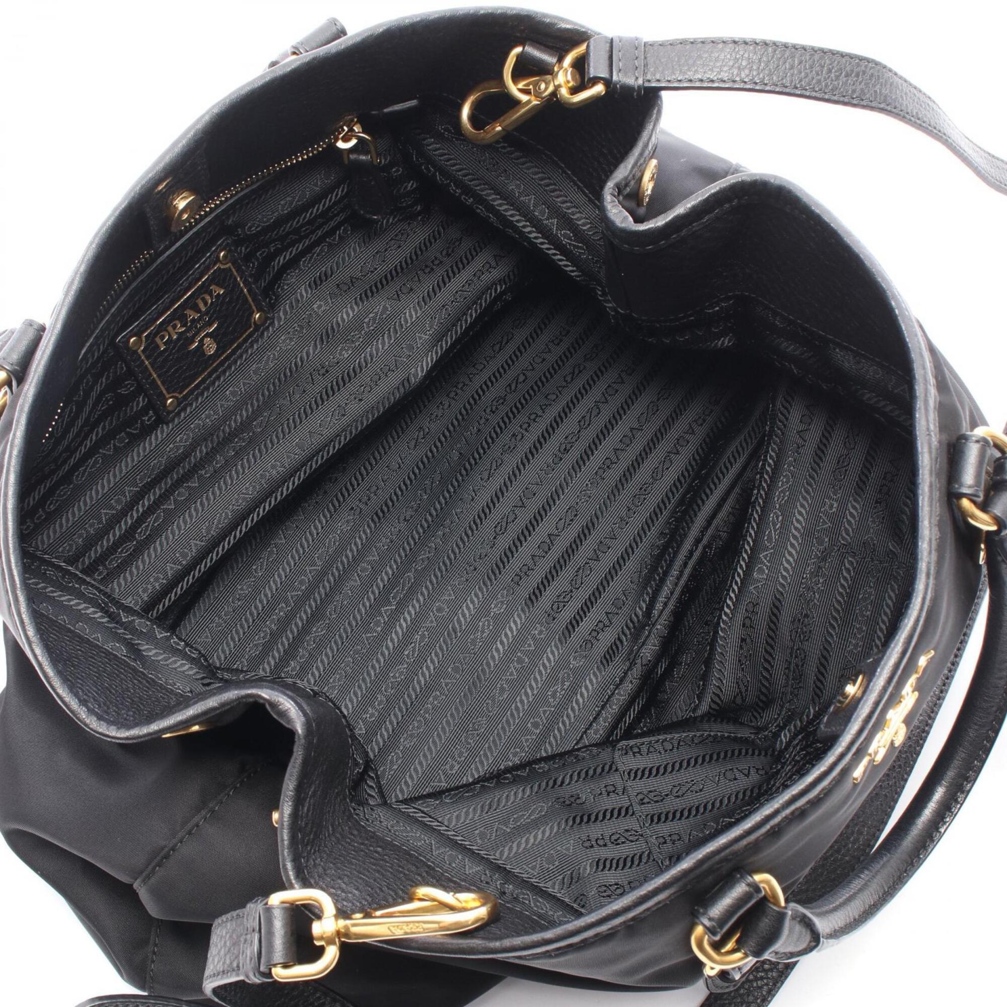 Prada Black Nylon Leather Handbag (Pre-Owned)