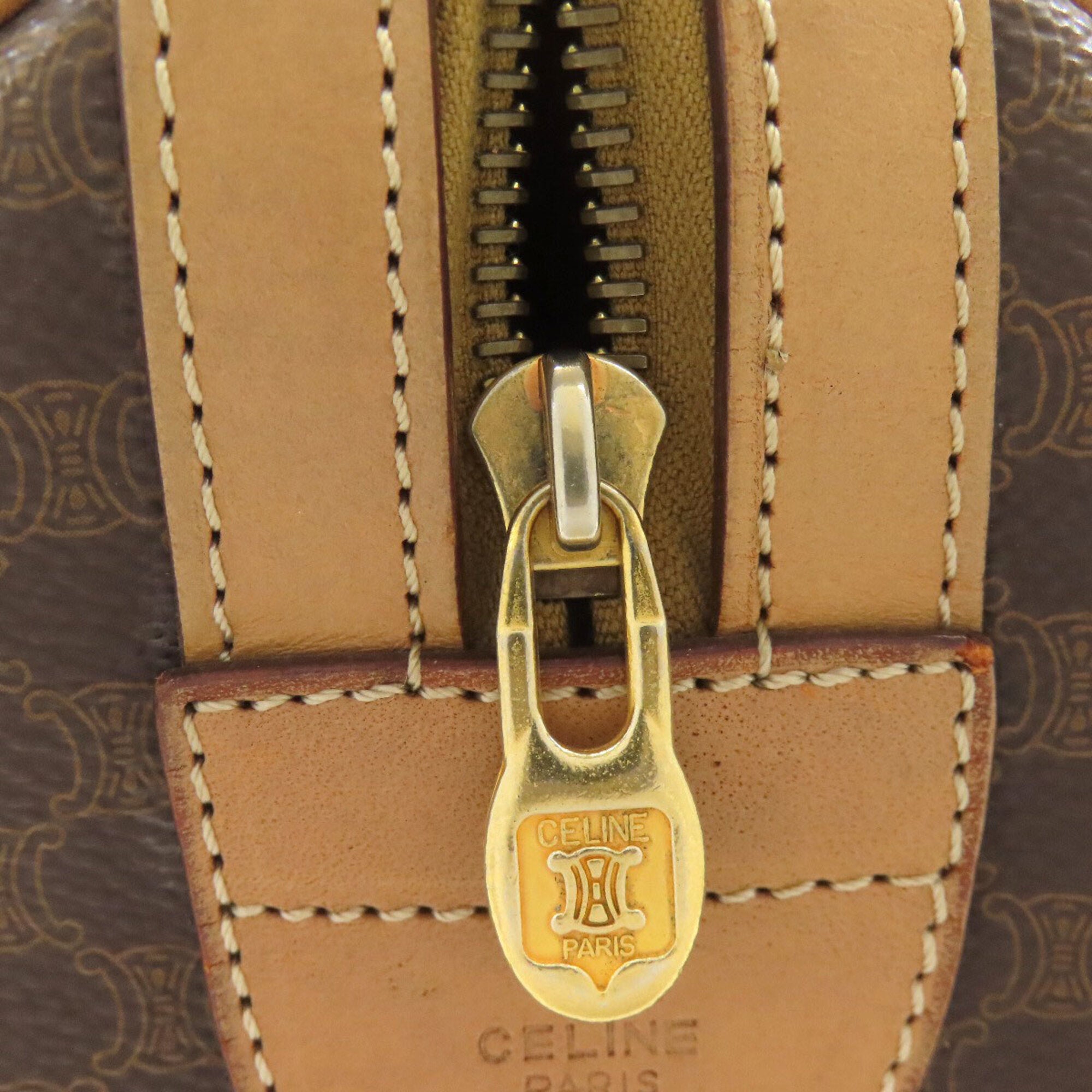 Celine Brown Pvc Leather Boston Bag Handbag (Pre-Owned)