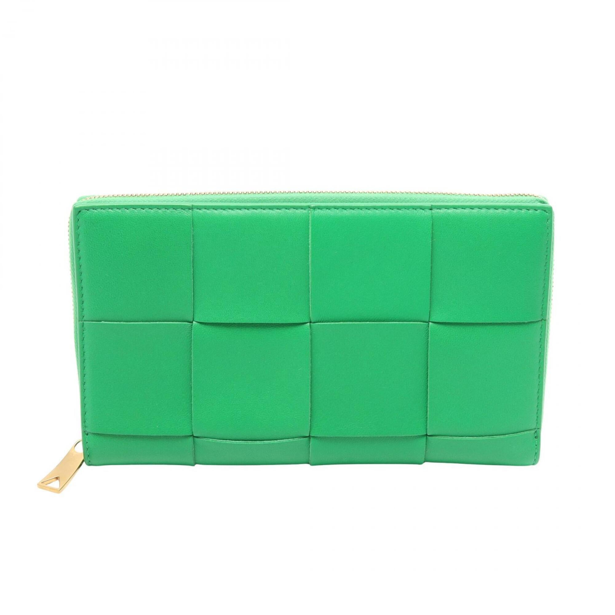 Bottega Veneta Green Leather Long Wallet (Bi-Fold) (Pre-Owned)