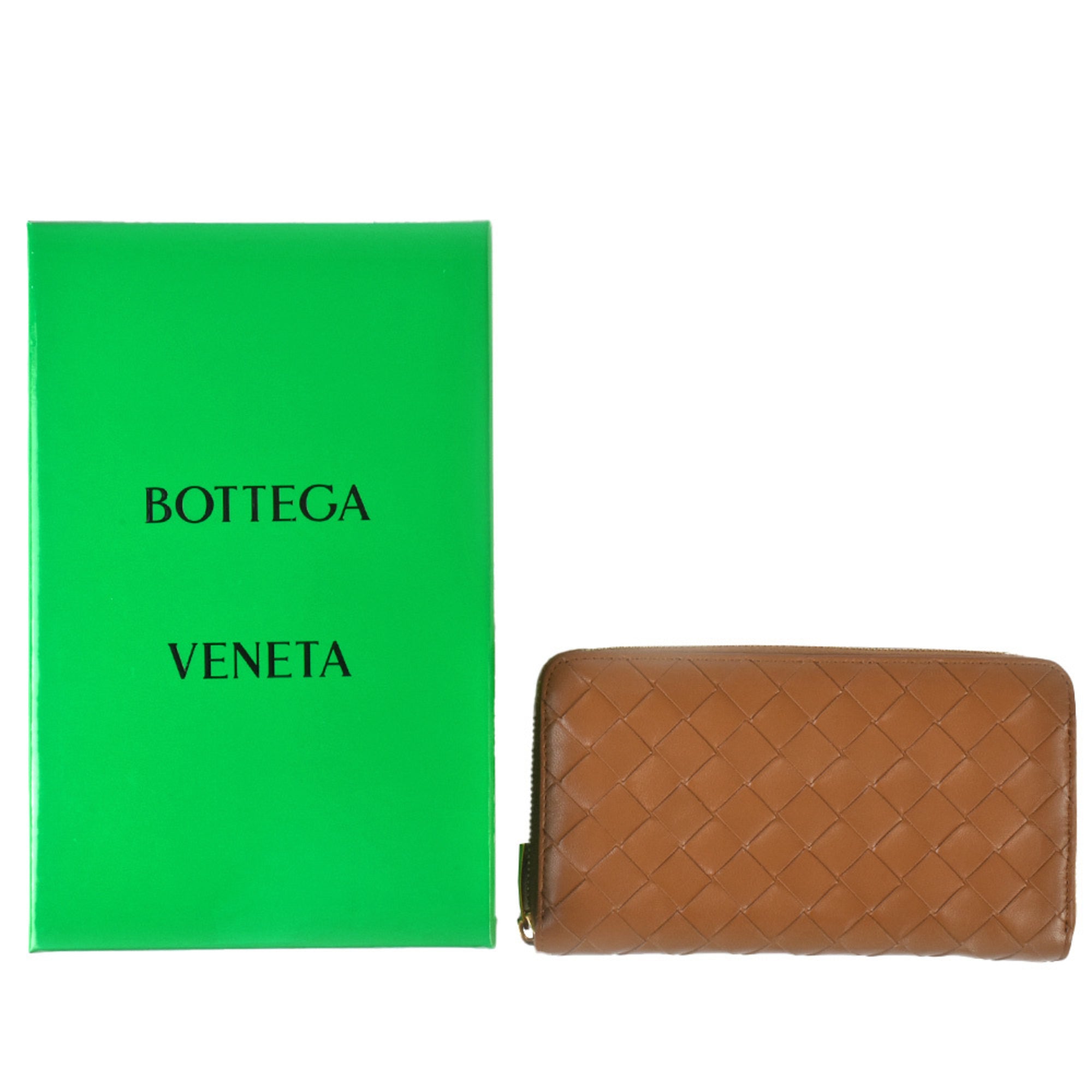 Bottega Veneta Intrecciato Brown Leather Long Wallet (Bi-Fold) (Pre-Owned)