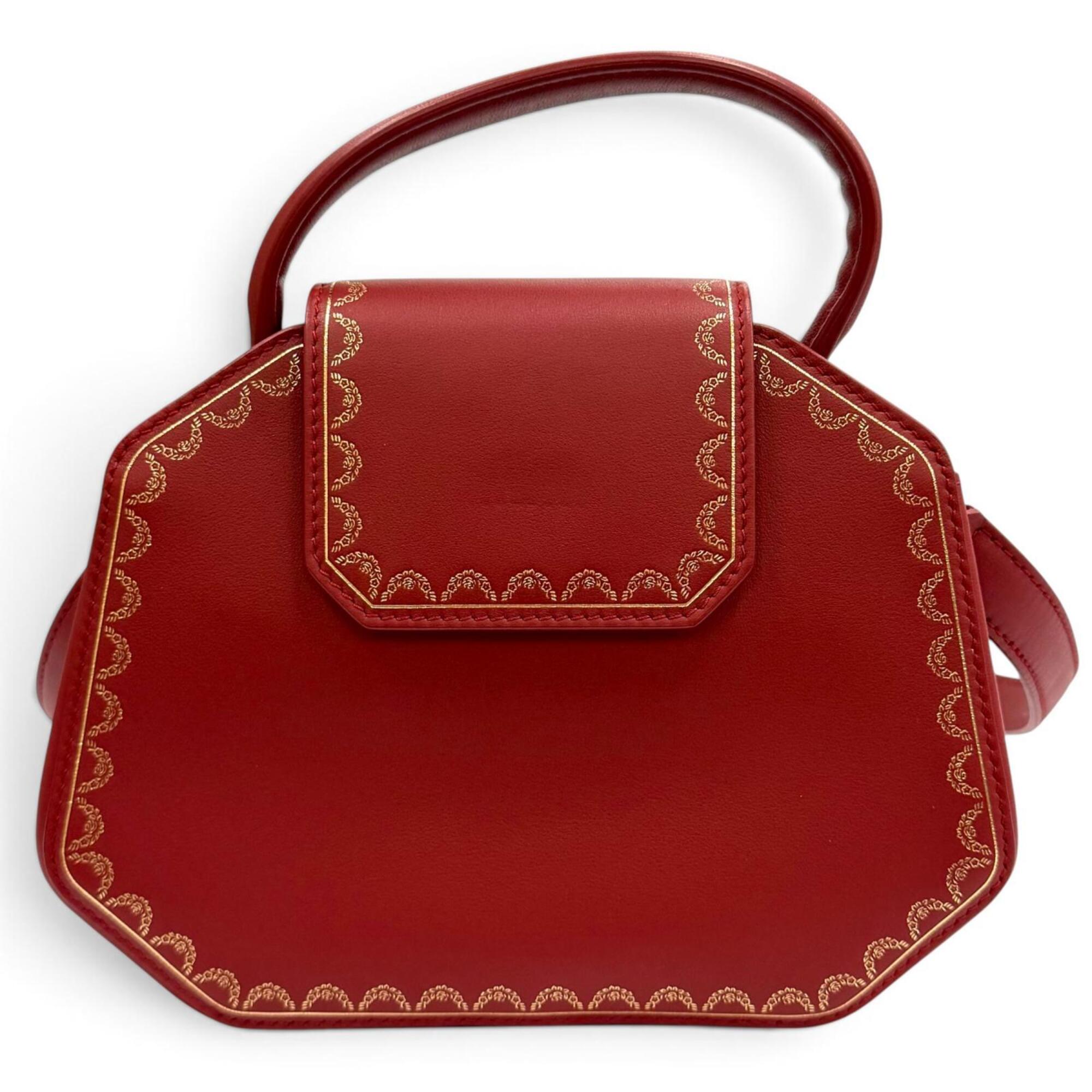 Cartier Red Color Leather Shoulder Bag (Pre-Owned)