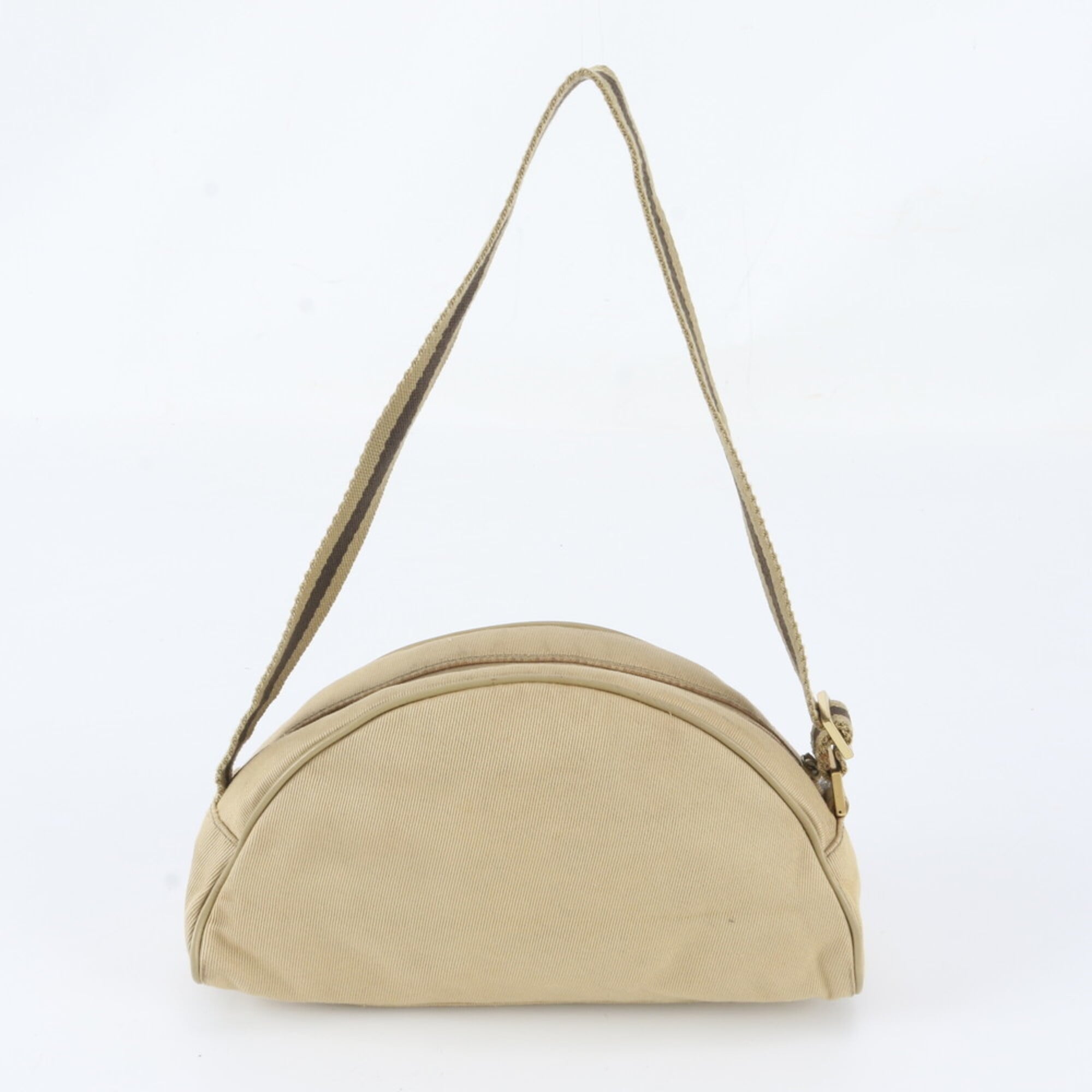 Gucci Beige Leather Canvas Handbag Shoulder Bag (Pre-Owned)