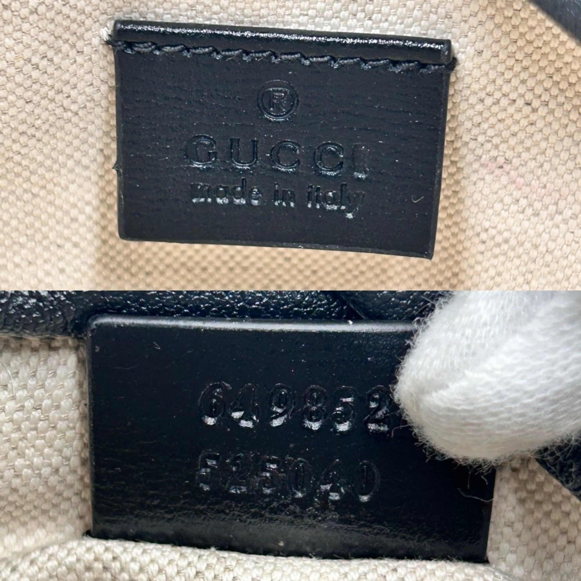 Gucci Beige Black Leather Wisteria Vine Handbag (Pre-Owned)