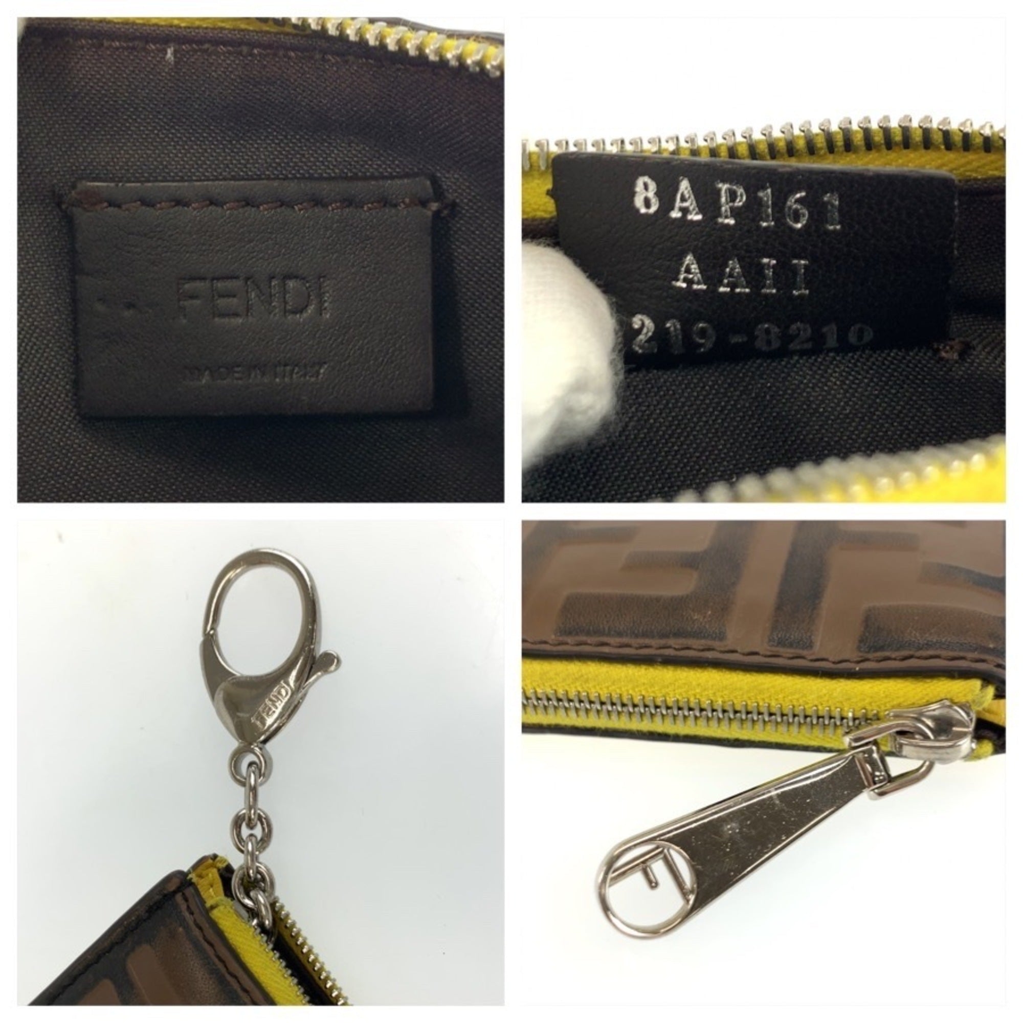 Fendi Brown Yellow Leather Coin Purse/Coin Case (Pre-Owned)