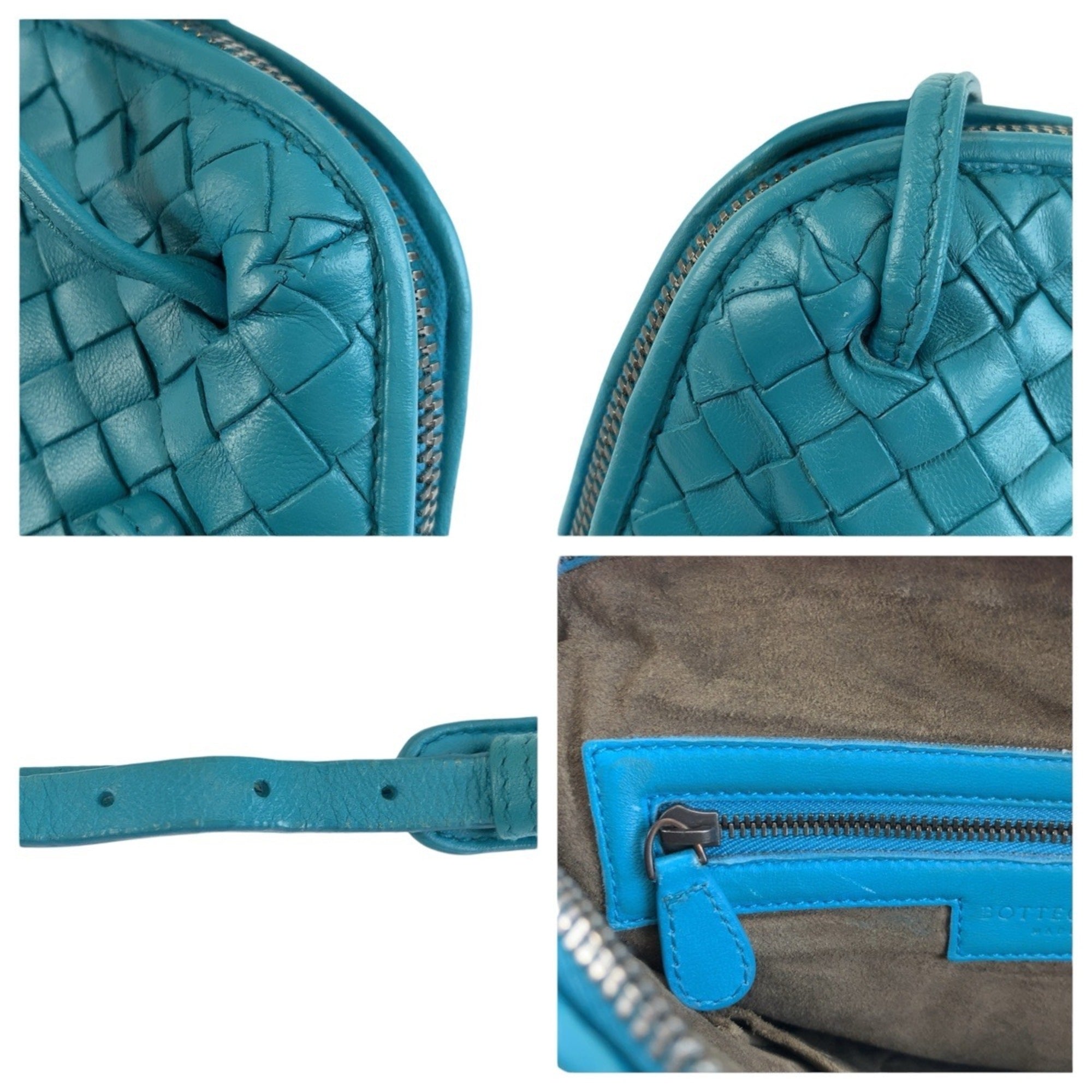 Bottega Veneta Turquoise Leather Pochette Shoulder Bag (Pre-Owned)