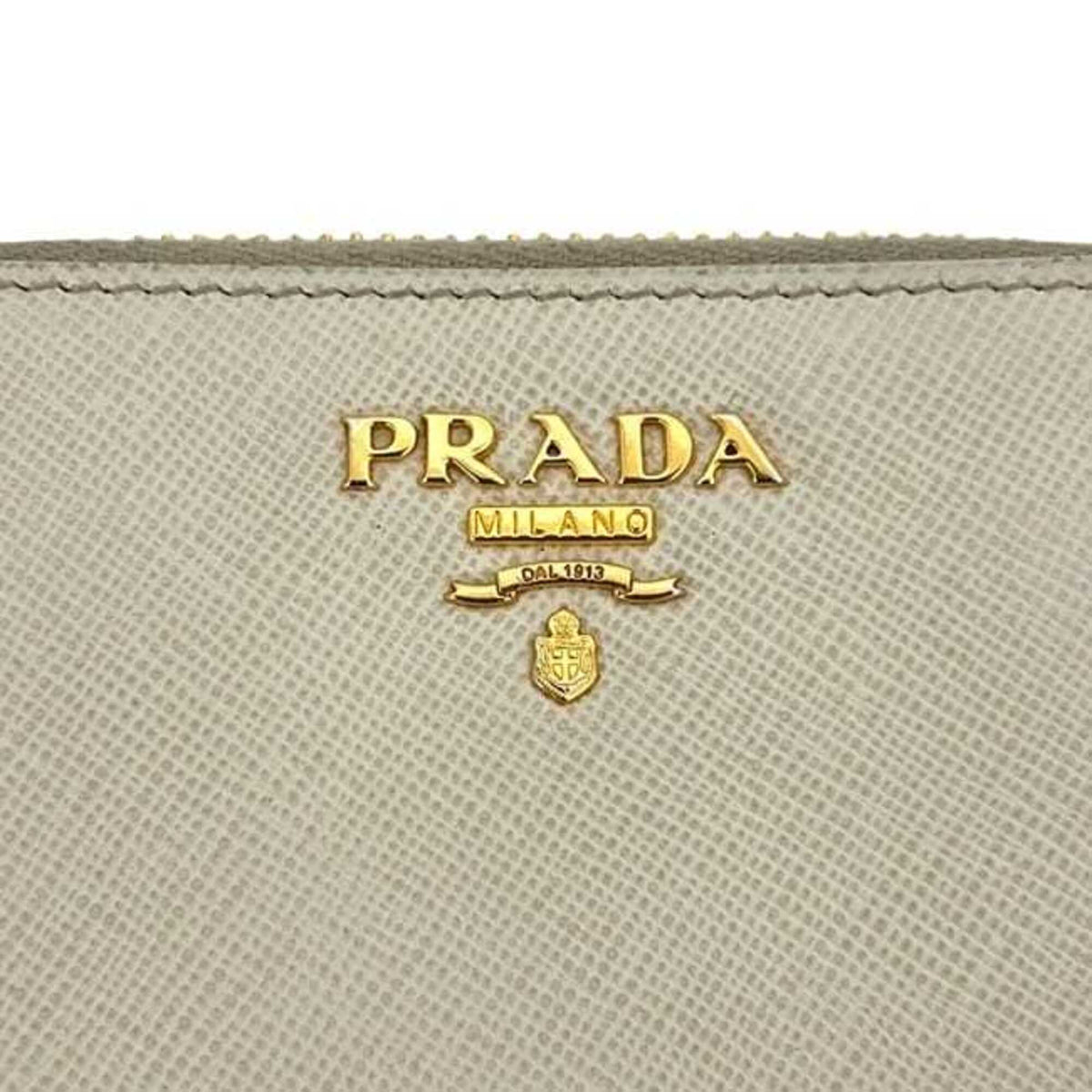 Prada Beige White Saffiano Metal Wallet (Bi-Fold) (Pre-Owned)