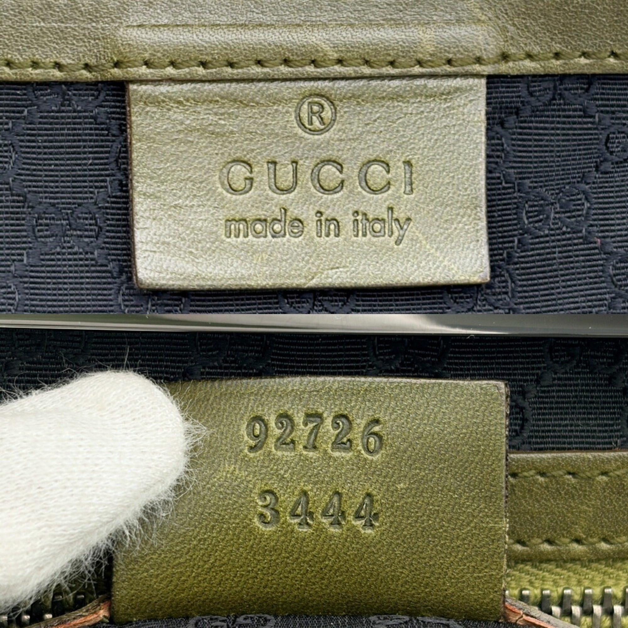 Gucci Green Khaki Olive Leather Handbag (Pre-Owned)