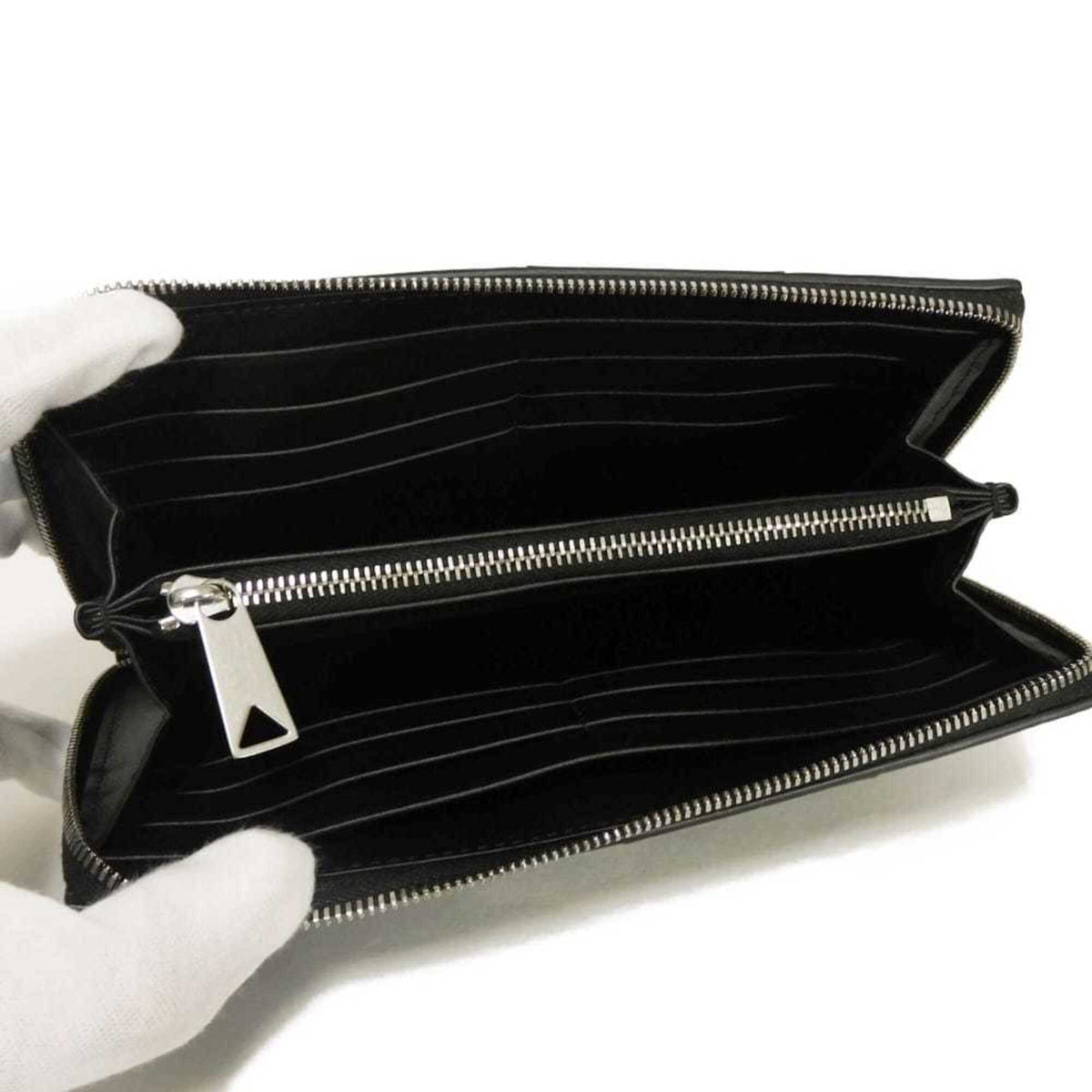 Bottega Veneta Black Intrecciato Long Wallet (Bi-Fold) (Pre-Owned)