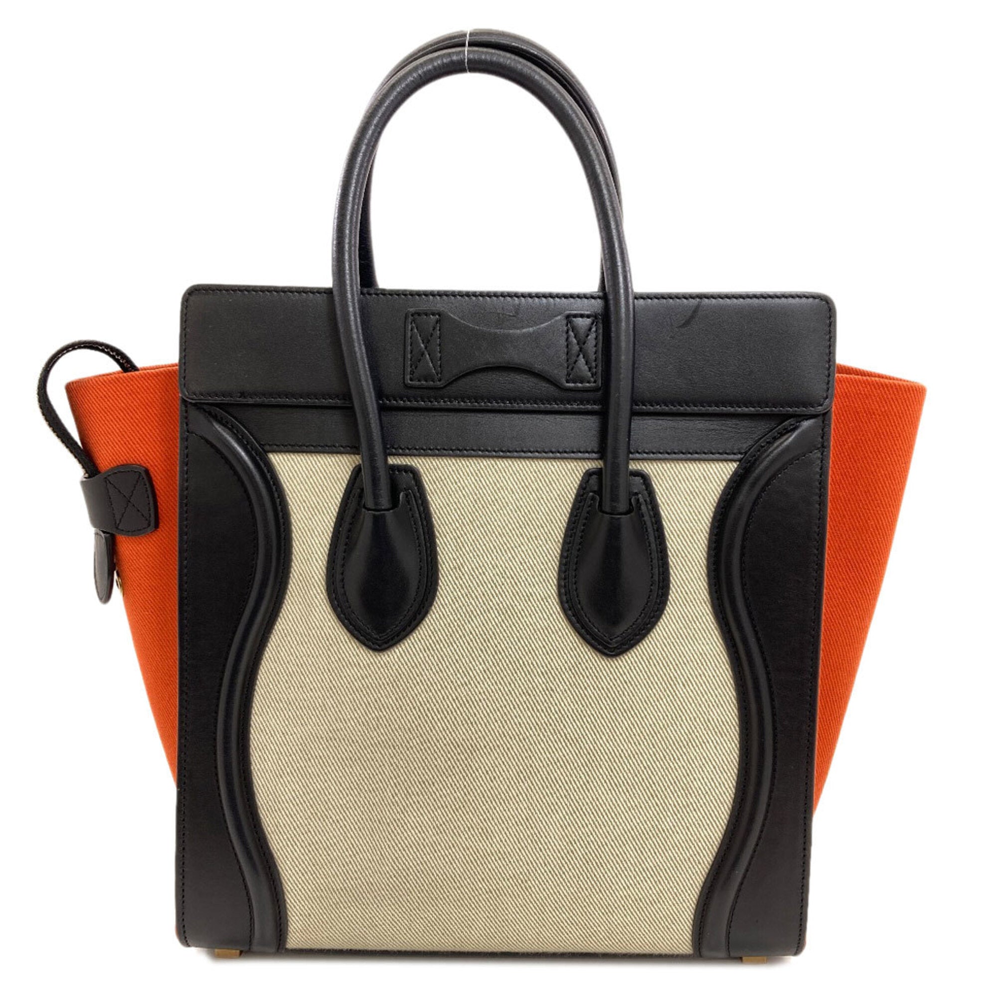 Celine Black Orange White Canvas Leather Handbag (Pre-Owned)