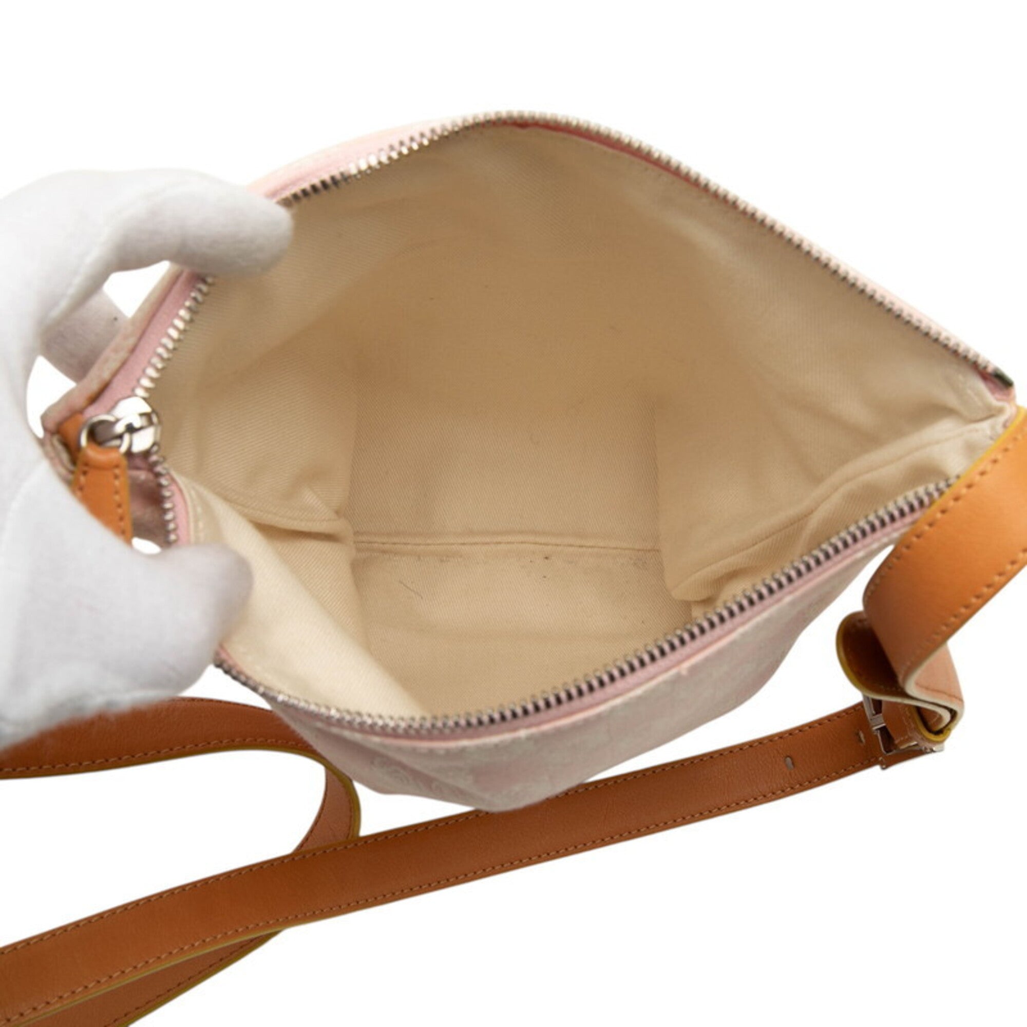 Loewe Brown Pink Canvas Leather Shoulder Bag (Pre-Owned)