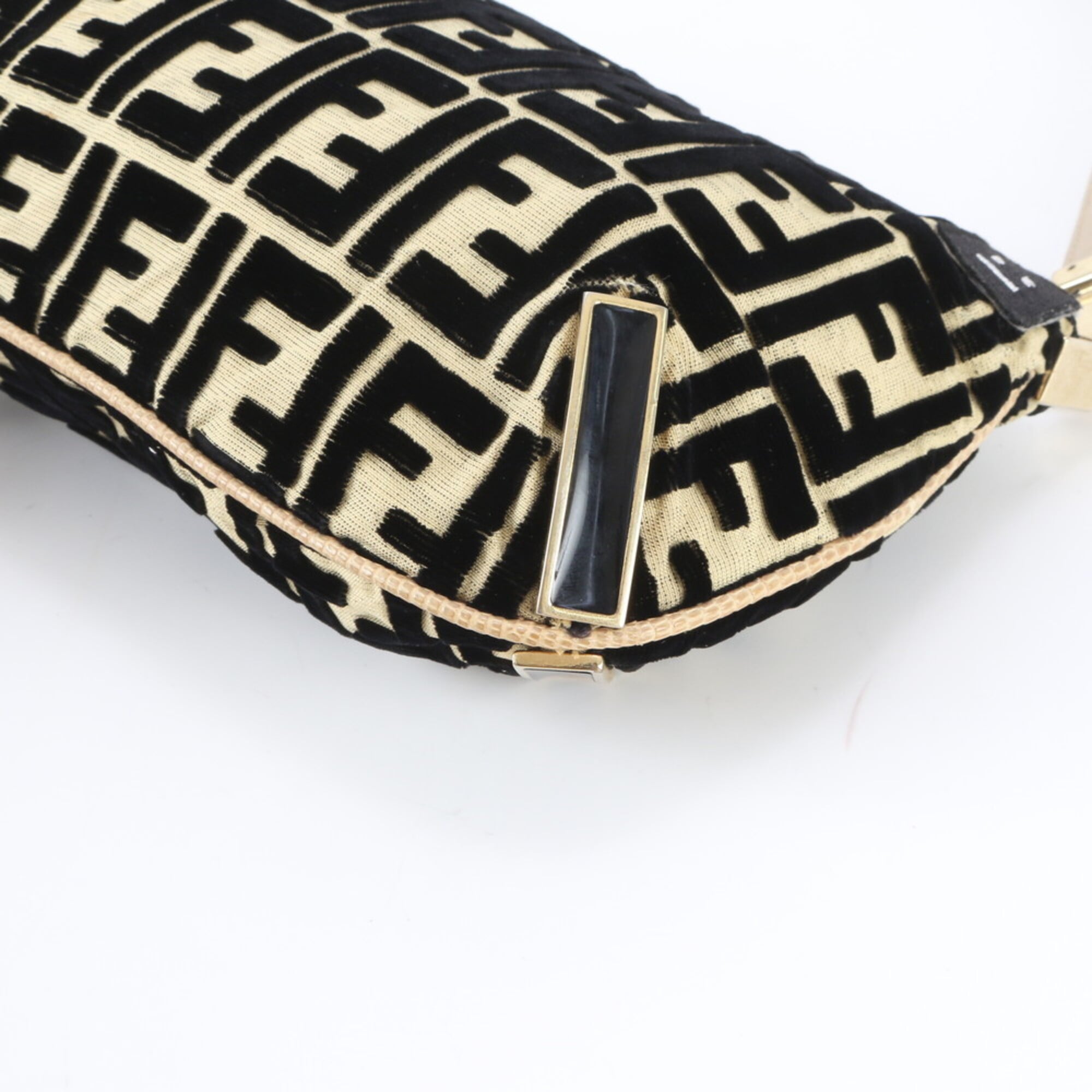 Fendi Zucca Beige Black Zucca Handbag Shoulder Bag (Pre-Owned)