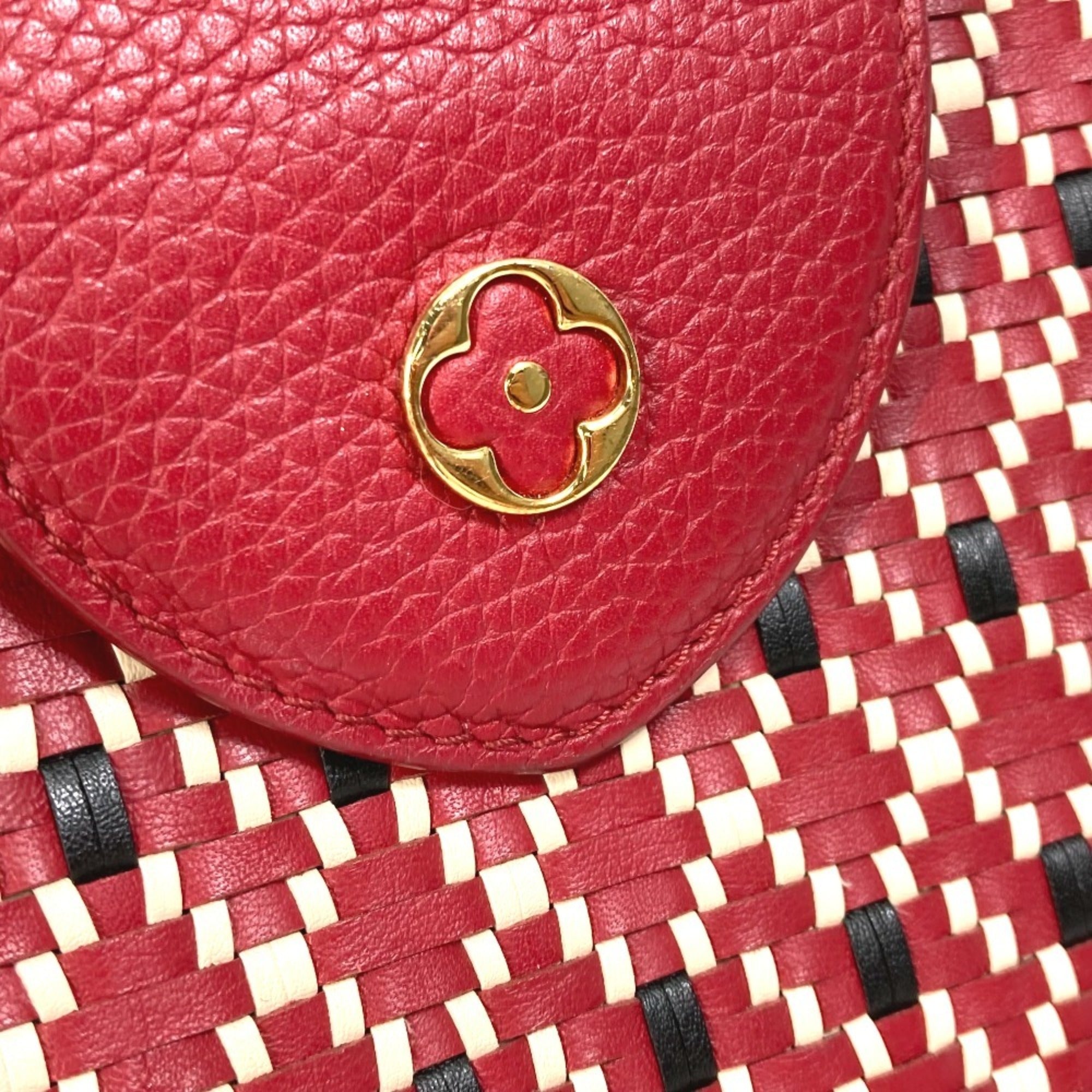 Louis Vuitton Black Red Color Leather Handbag (Pre-Owned)