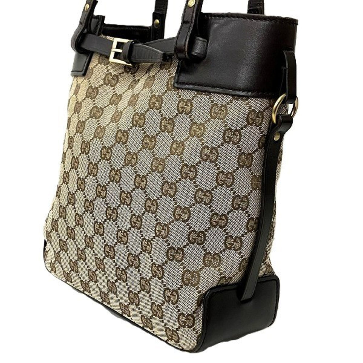 Gucci Beige Brown Gg Canvas Handbag Tote Bag (Pre-Owned)