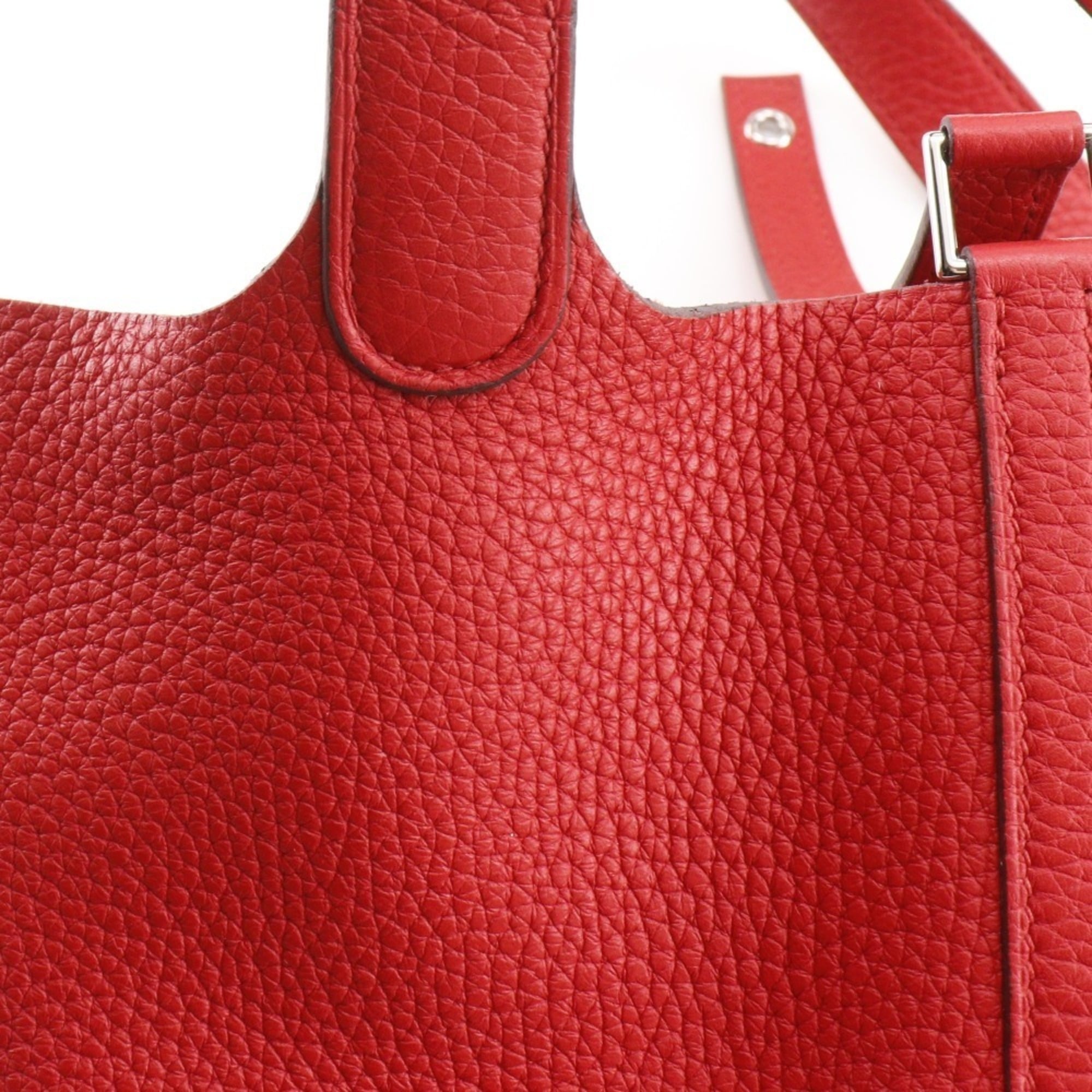 Hermes Picotin Red Color Taurillon Clemence Leather Handbag (Pre-Owned)