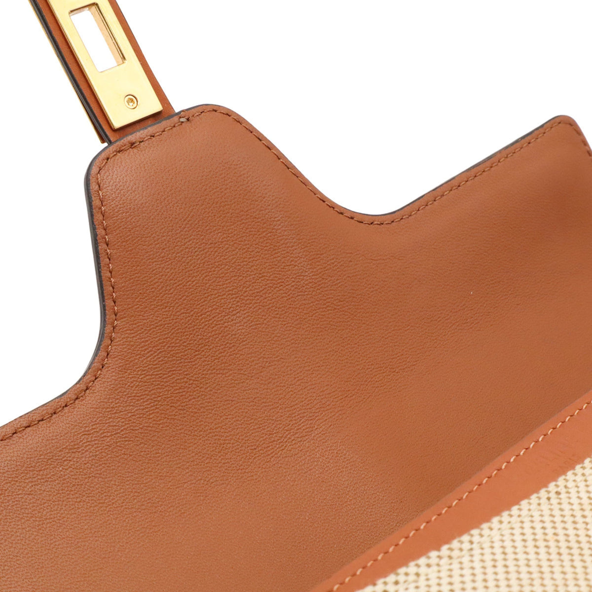 Celine Beige Camel Leather Canvas Pochette Shoulder Bag (Pre-Owned)