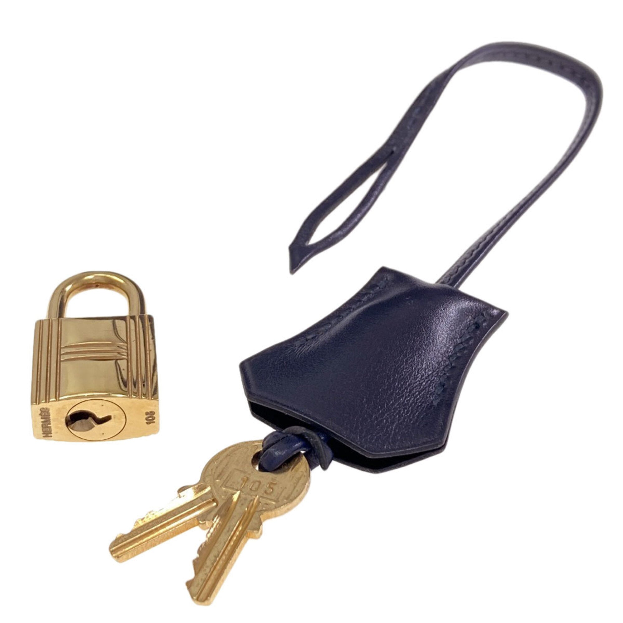 Hermes Dark Blue Box Calf Leather Handbag (Pre-Owned)