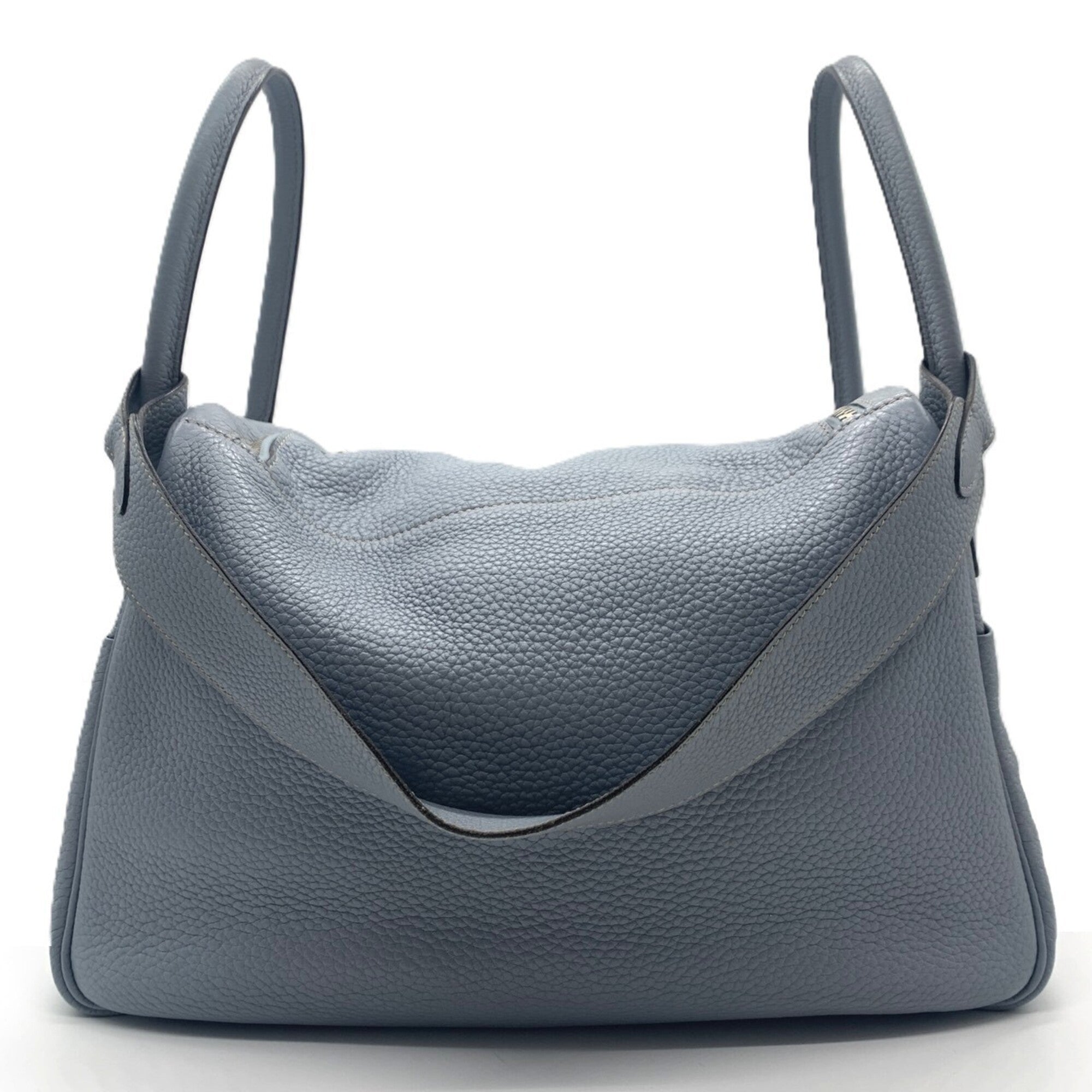 Hermes Lindy Blue Lin Taurillon Clemence Leather Handbag (Pre-Owned)