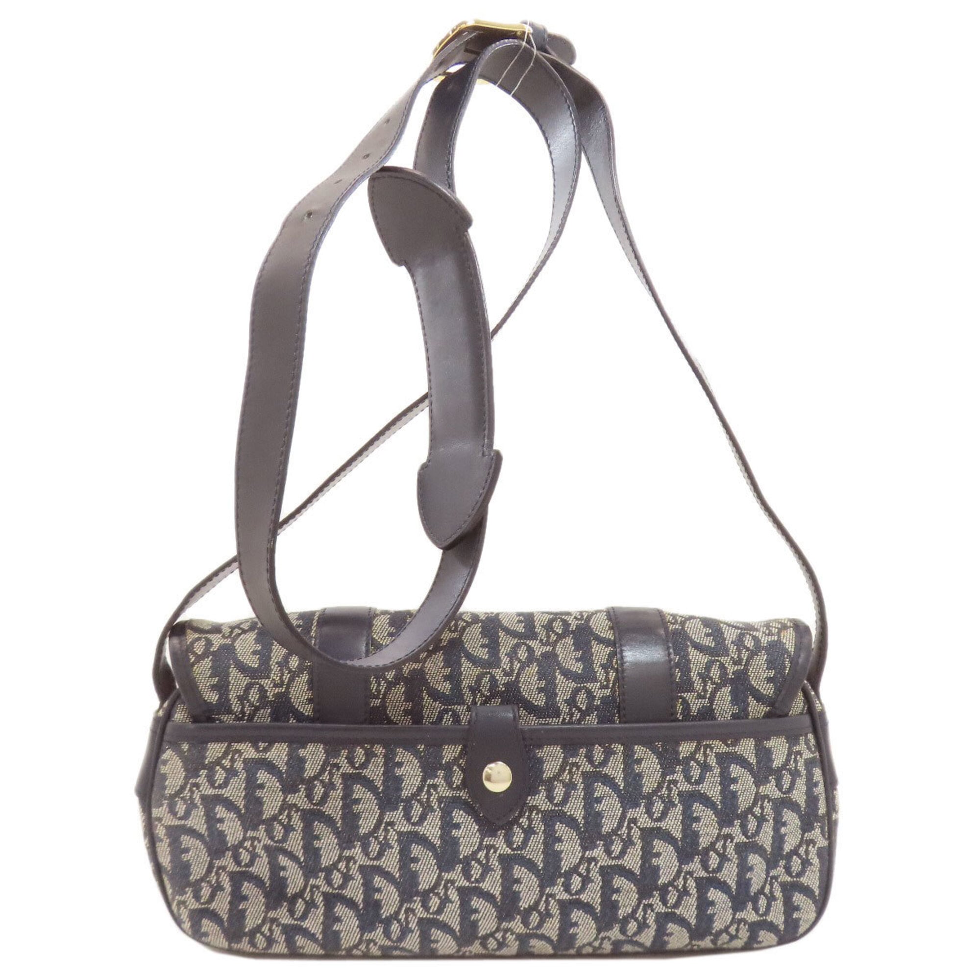 Christian Dior Trotter Navy Canvas Shoulder Bag (Pre-Owned)