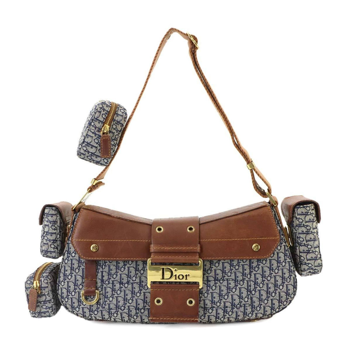 Christian Dior Brown Navy Trotter Handbag Pouch Shoulder Bag (Pre-Owned)