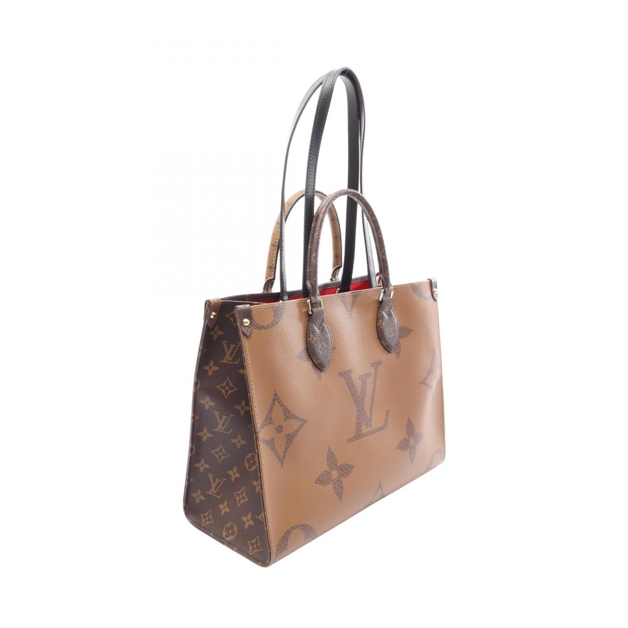 Louis Vuitton Beige Brown Monogram Coated Canvas Leather Handbag Tote Bag (Pre-Owned)