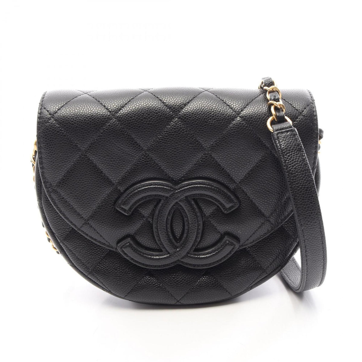 Chanel Black Grained Calfskin Handbag Shoulder Bag (Pre-Owned)