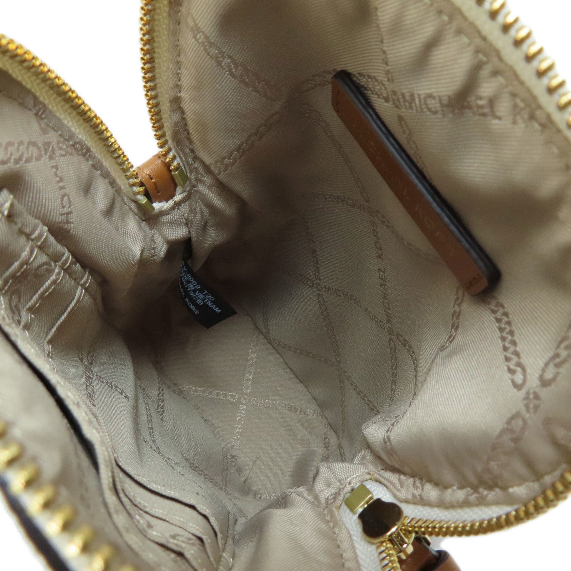 Michael Kors Brown White Coated Canvas Leather Pochette Shoulder Bag (Pre-Owned)