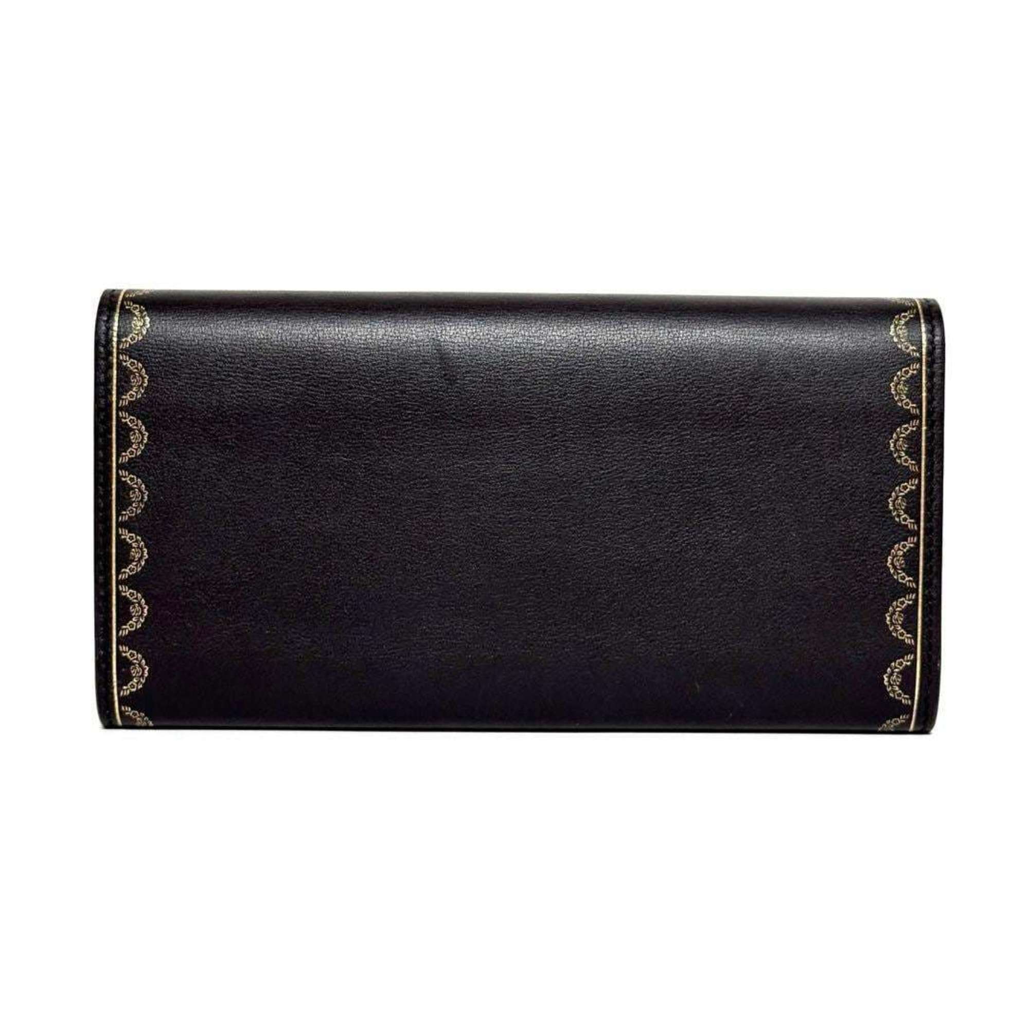 Cartier Black Leather Long Wallet (Bi-Fold) (Pre-Owned)