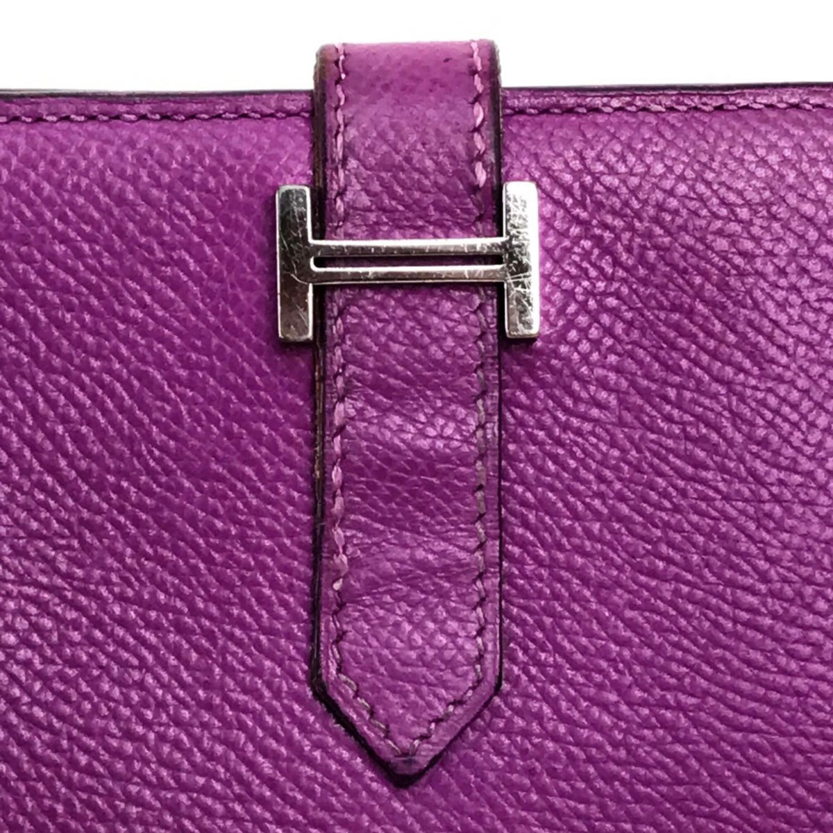 Hermes Purple Leather Long Wallet (Bi-Fold) (Pre-Owned)