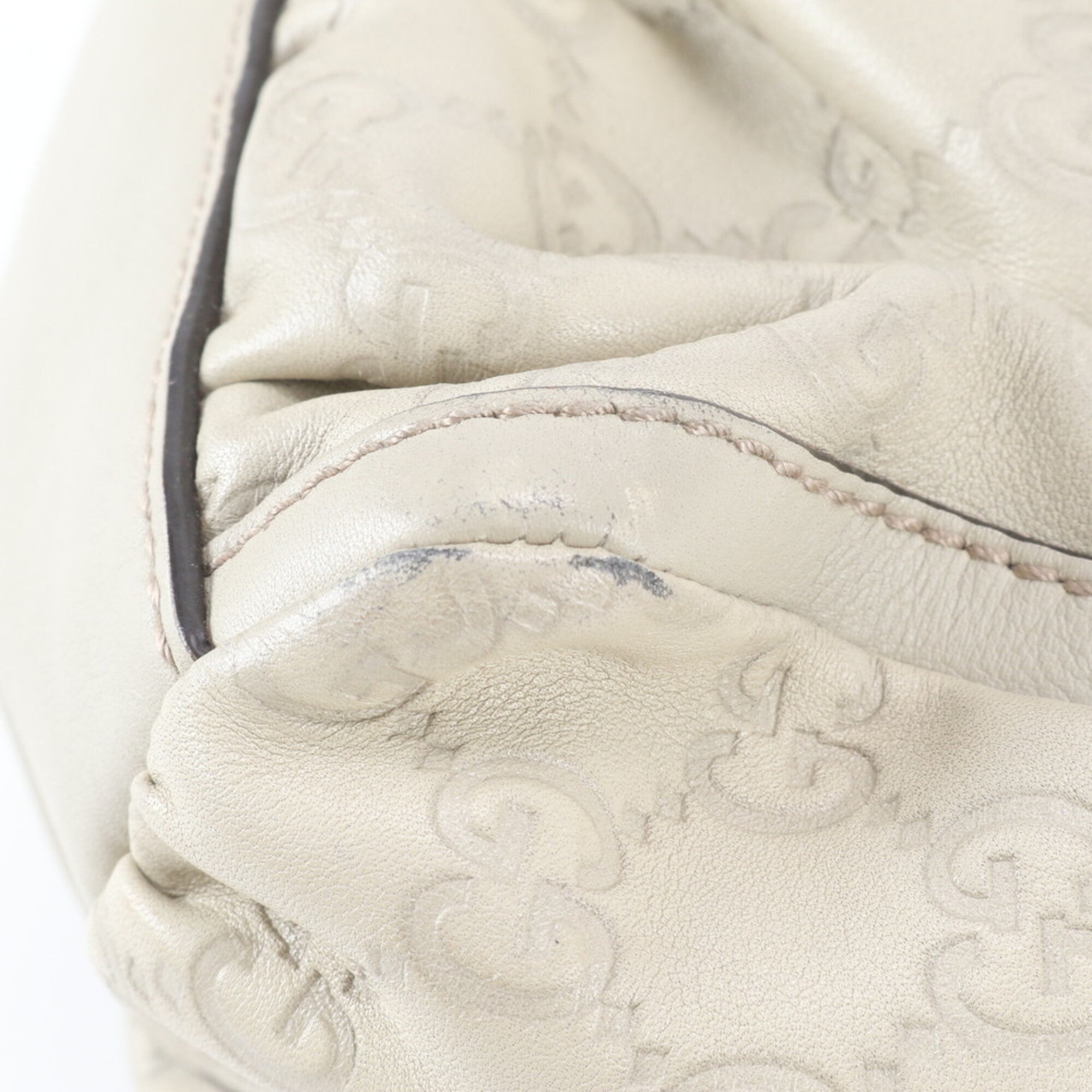 Gucci Guccissima Ivory Leather Handbag Shoulder Bag (Pre-Owned)