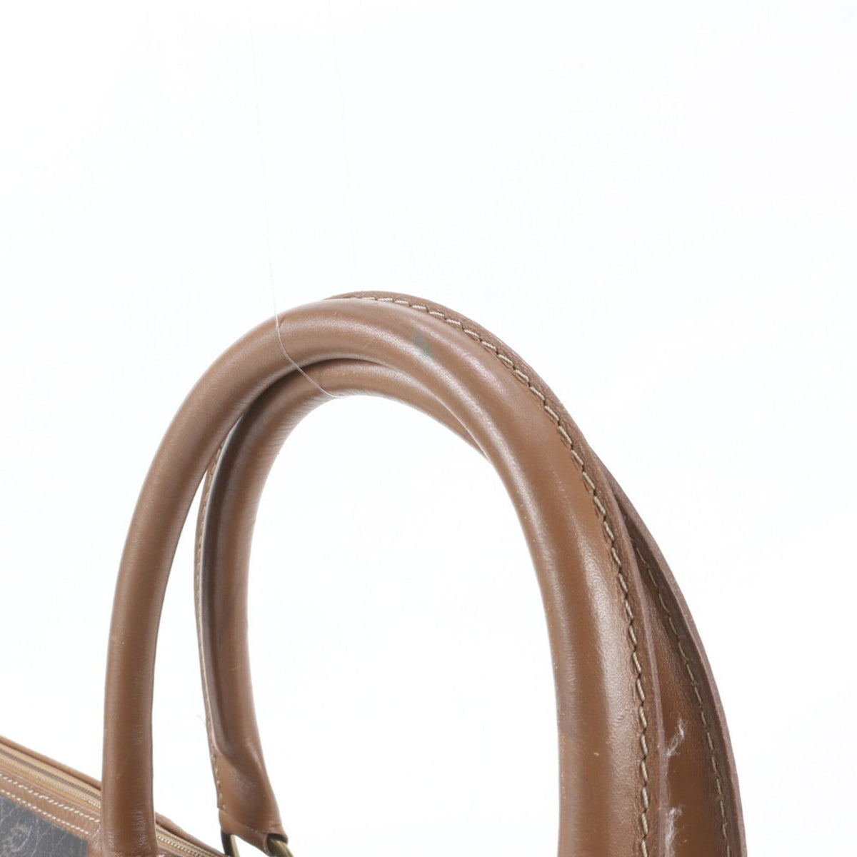 Christian Dior Brown Gray Leather Coated Canvas Boston Bag Tote Bag (Pre-Owned)
