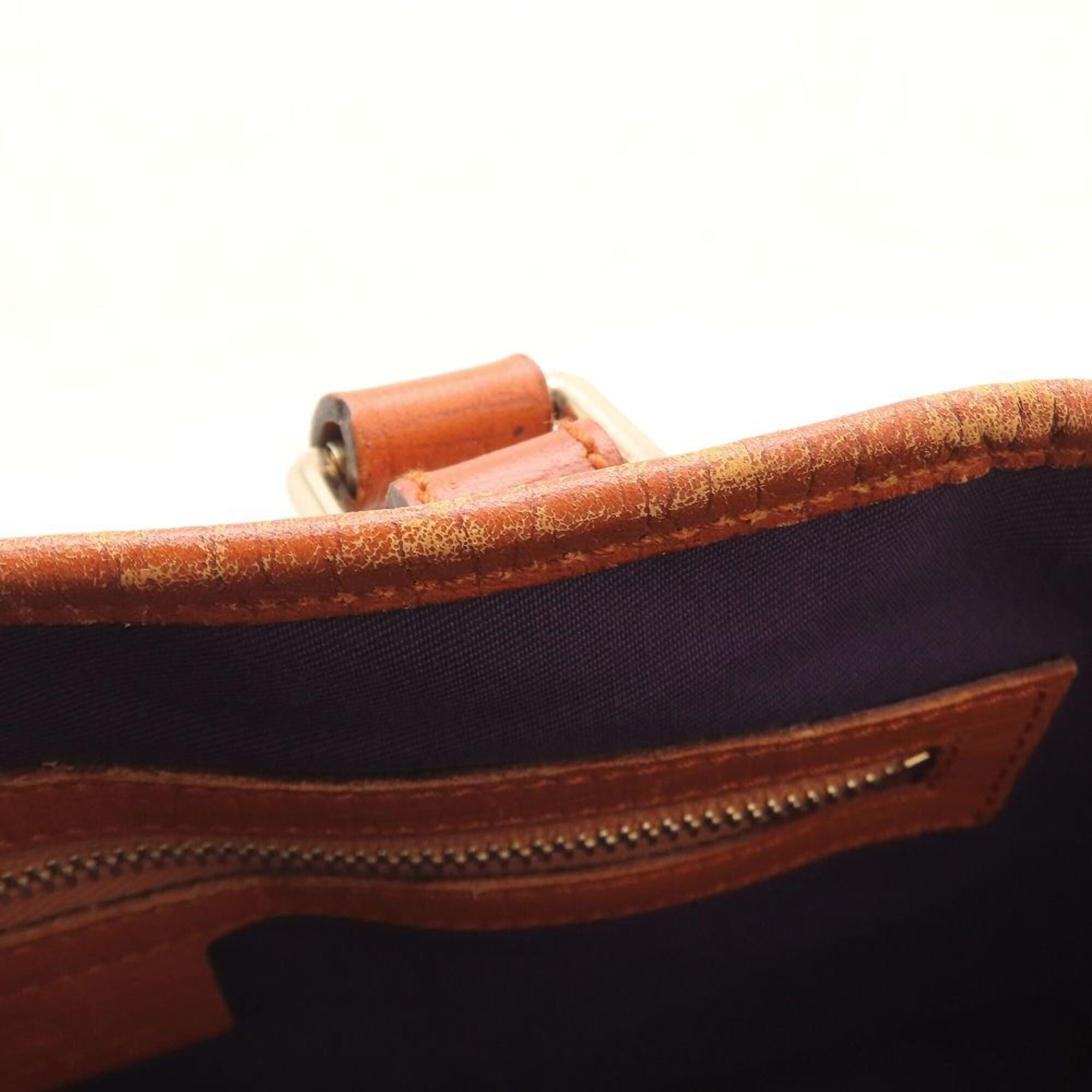 Gucci Sherry Line Beige Orange Purple Gg Canvas Leather Handbag (Pre-Owned)