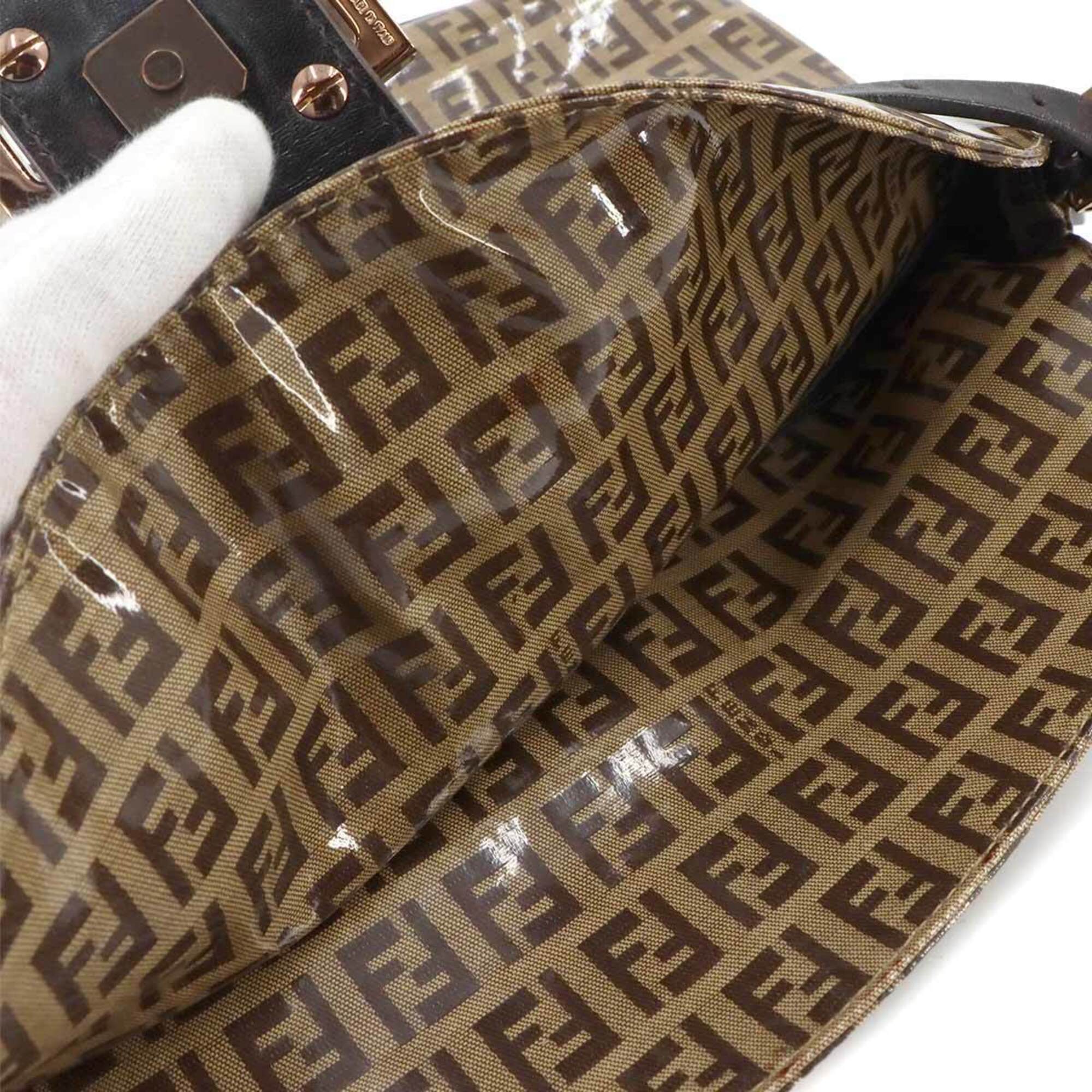 Fendi Beige Brown Zucchino Handbag Shoulder Bag (Pre-Owned)
