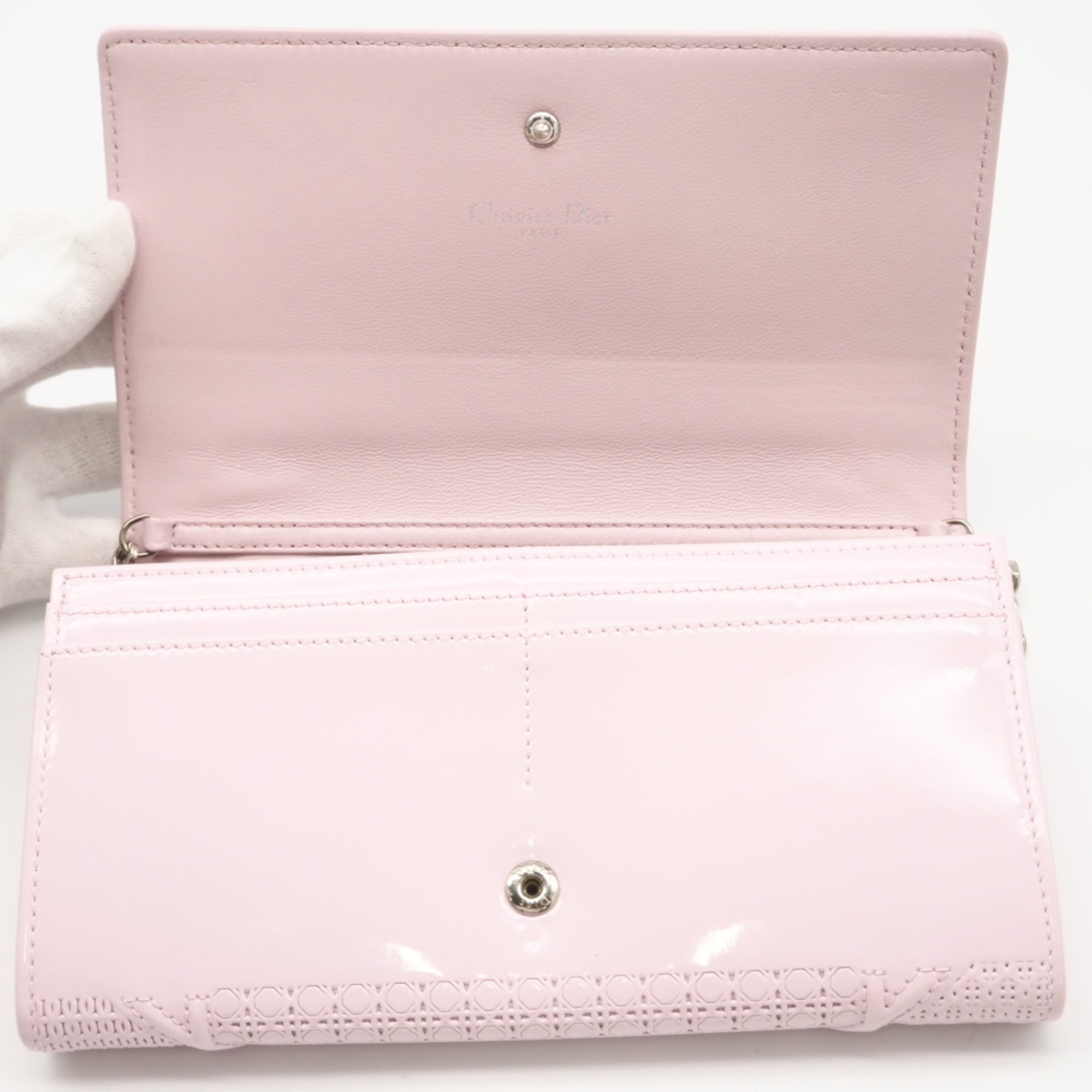 Christian Dior Pink Leather Chain/Shoulder Wallet (Pre-Owned)