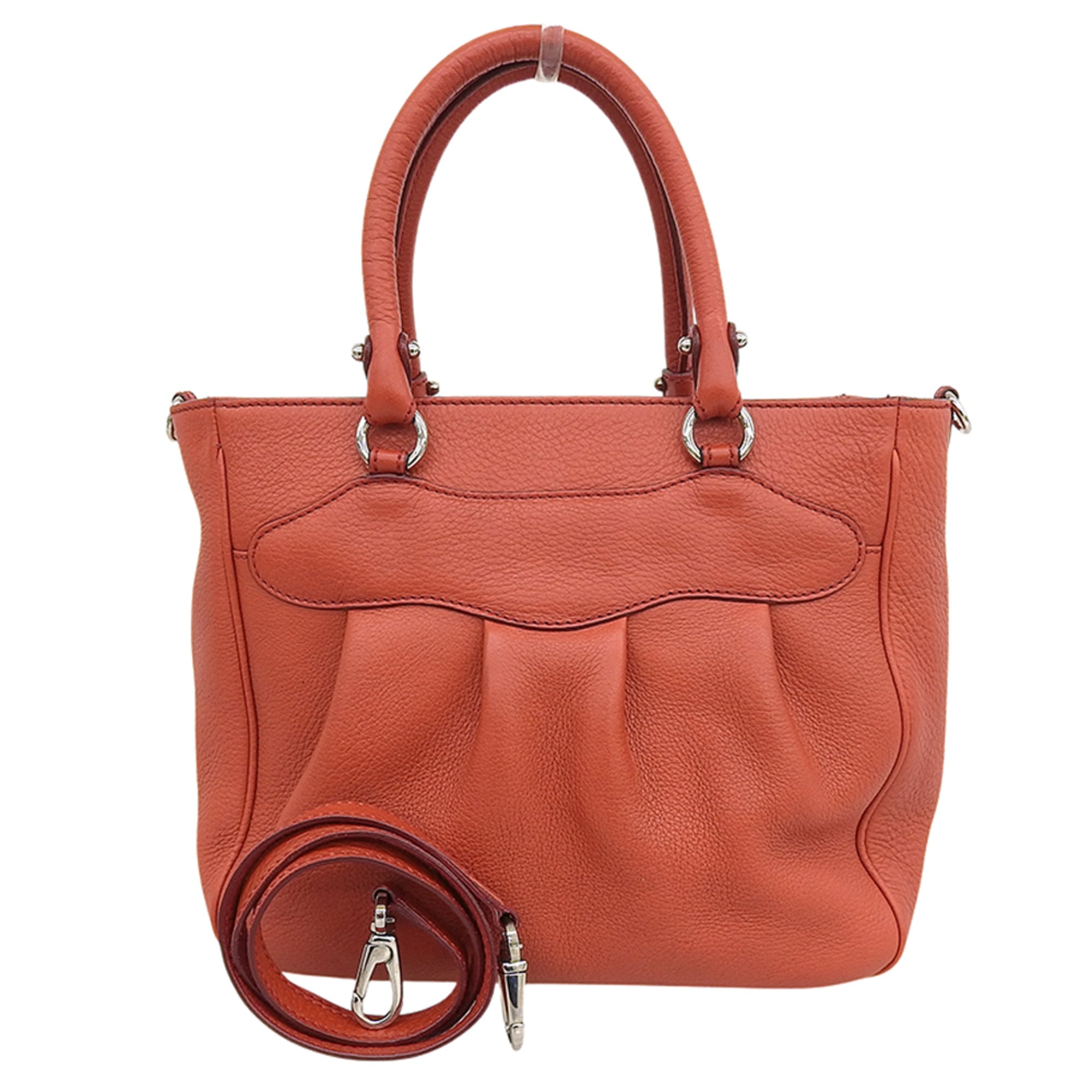 Salvatore Ferragamo Orange Leather Handbag Shoulder Bag (Pre-Owned)