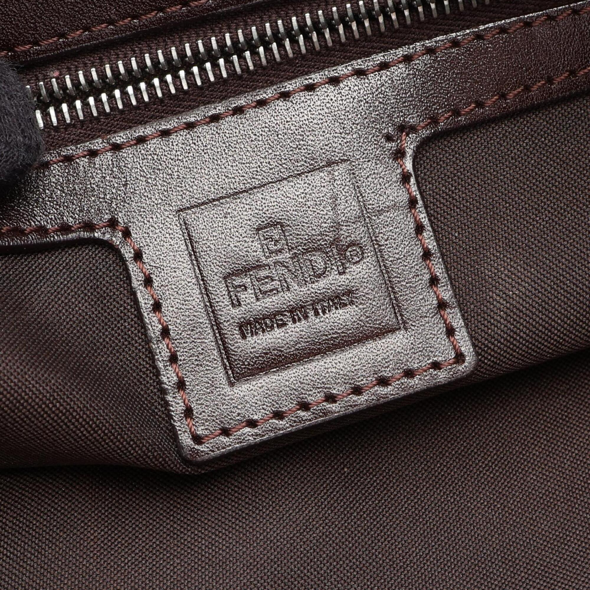 Fendi Brown Canvas Leather Handbag Shoulder Bag (Pre-Owned)