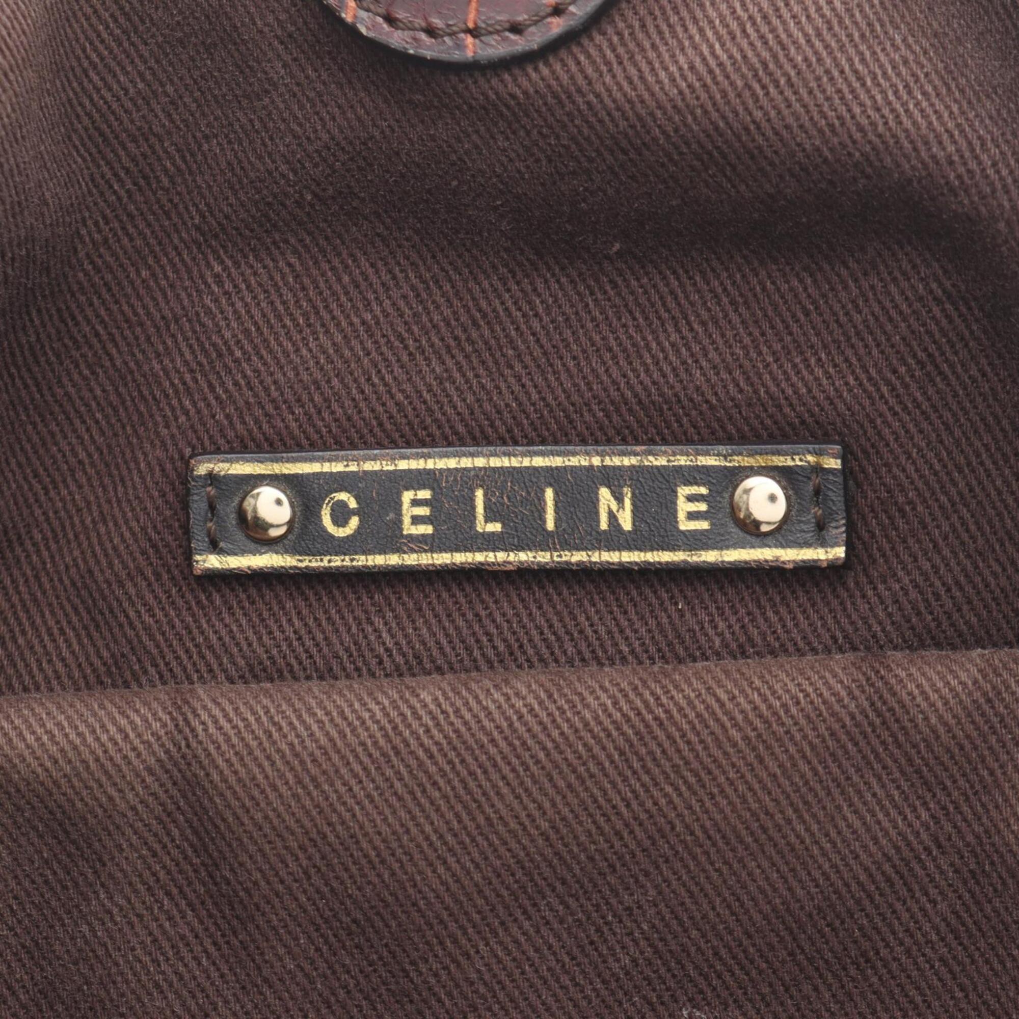 Celine Bittersweet Brown Canvas Leather Handbag (Pre-Owned)