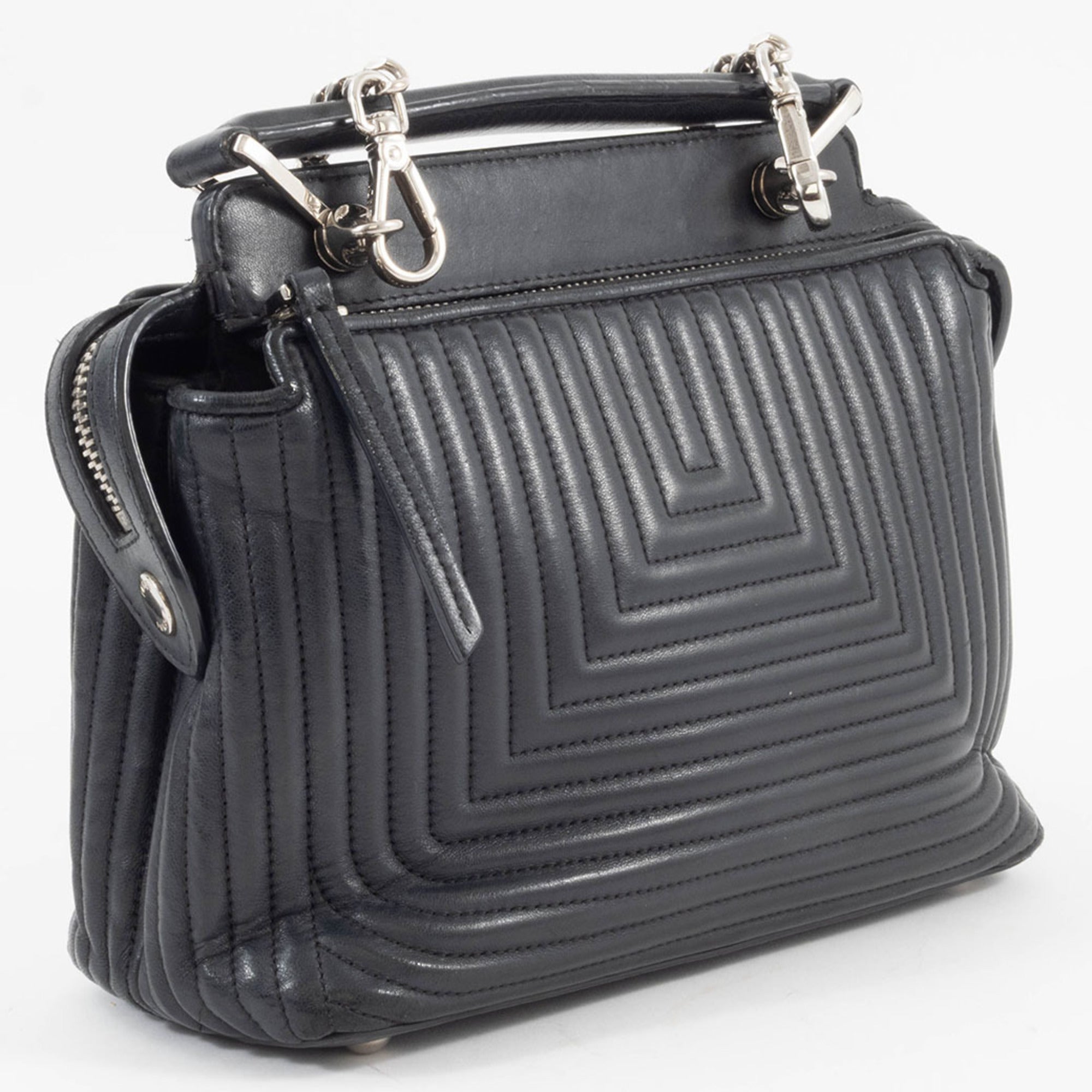 Fendi Dotcom Black Leather Shoulder Bag (Pre-Owned)