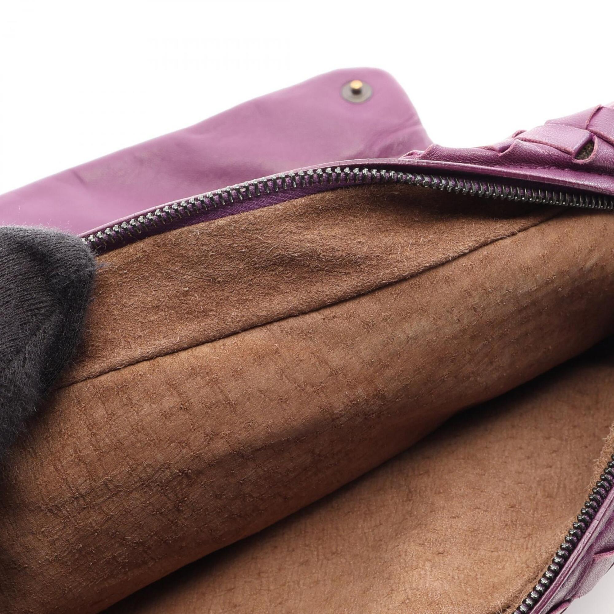 Bottega Veneta Intrecciato Purple Leather Handbag Shoulder Bag (Pre-Owned)