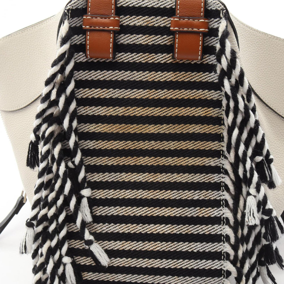 Loewe Black Brown White Leather Canvas Handbag (Pre-Owned)