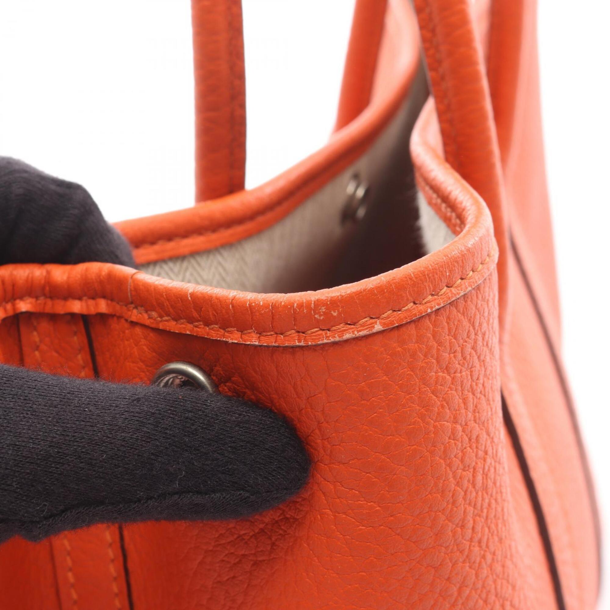 Hermes Orange Country Leather Handbag Tote Bag (Pre-Owned)