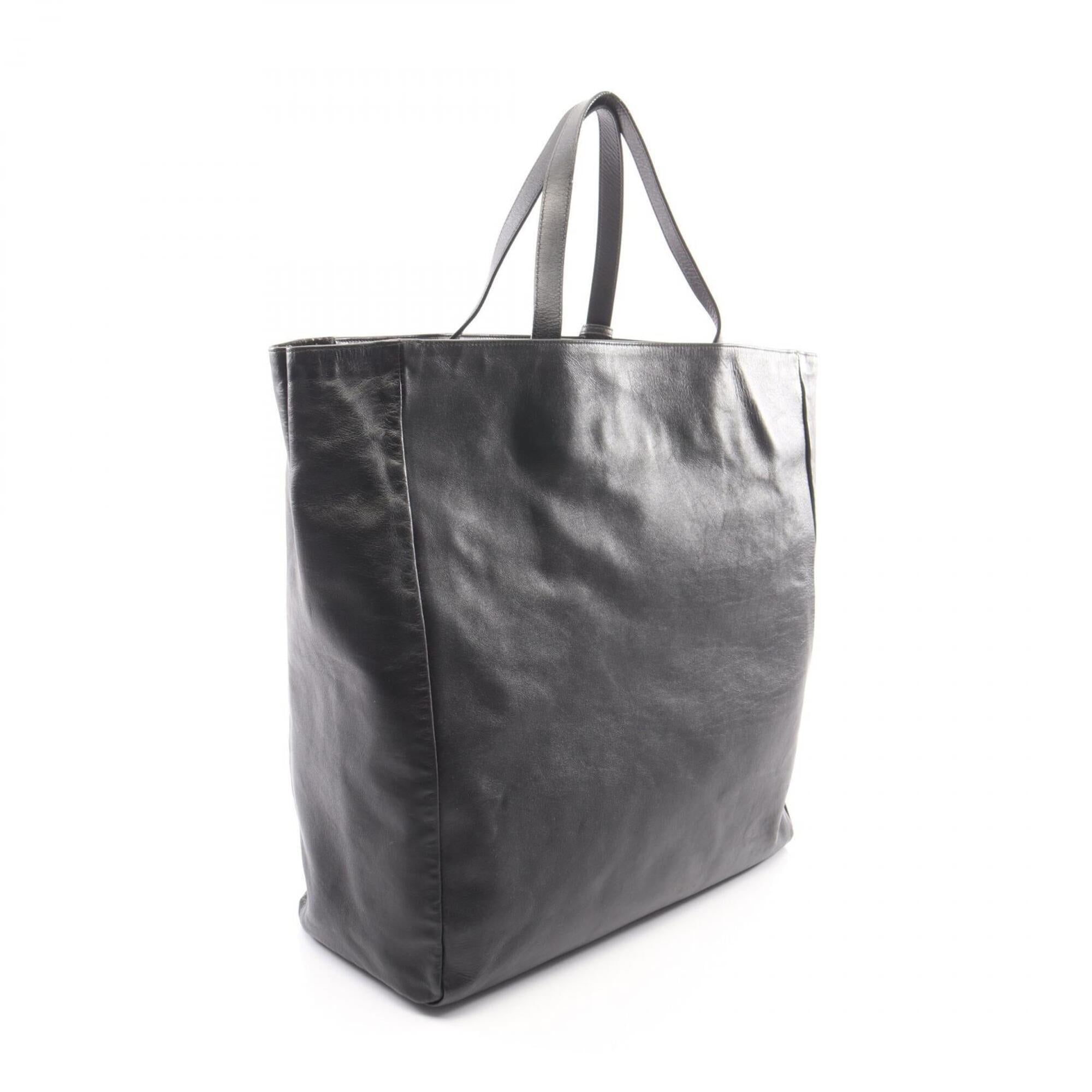 Saint Laurent Black Leather Handbag Pouch Tote Bag (Pre-Owned)