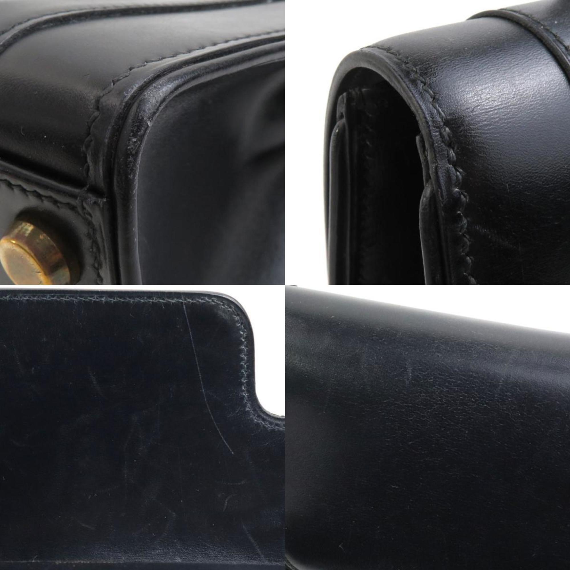 Hermes Black Box Calf Leather Handbag (Pre-Owned)