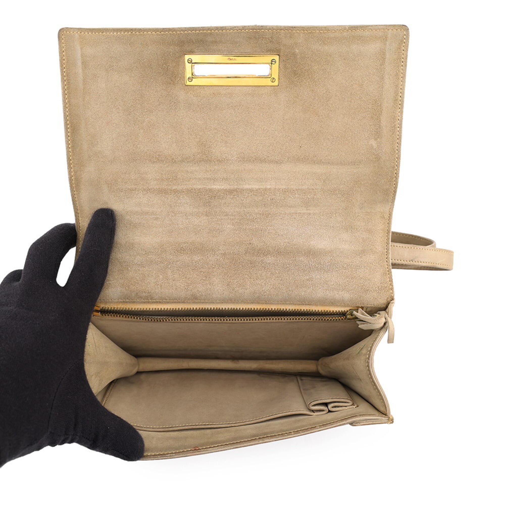 Hermes Kara Beige Handbag Shoulder Bag (Pre-Owned)