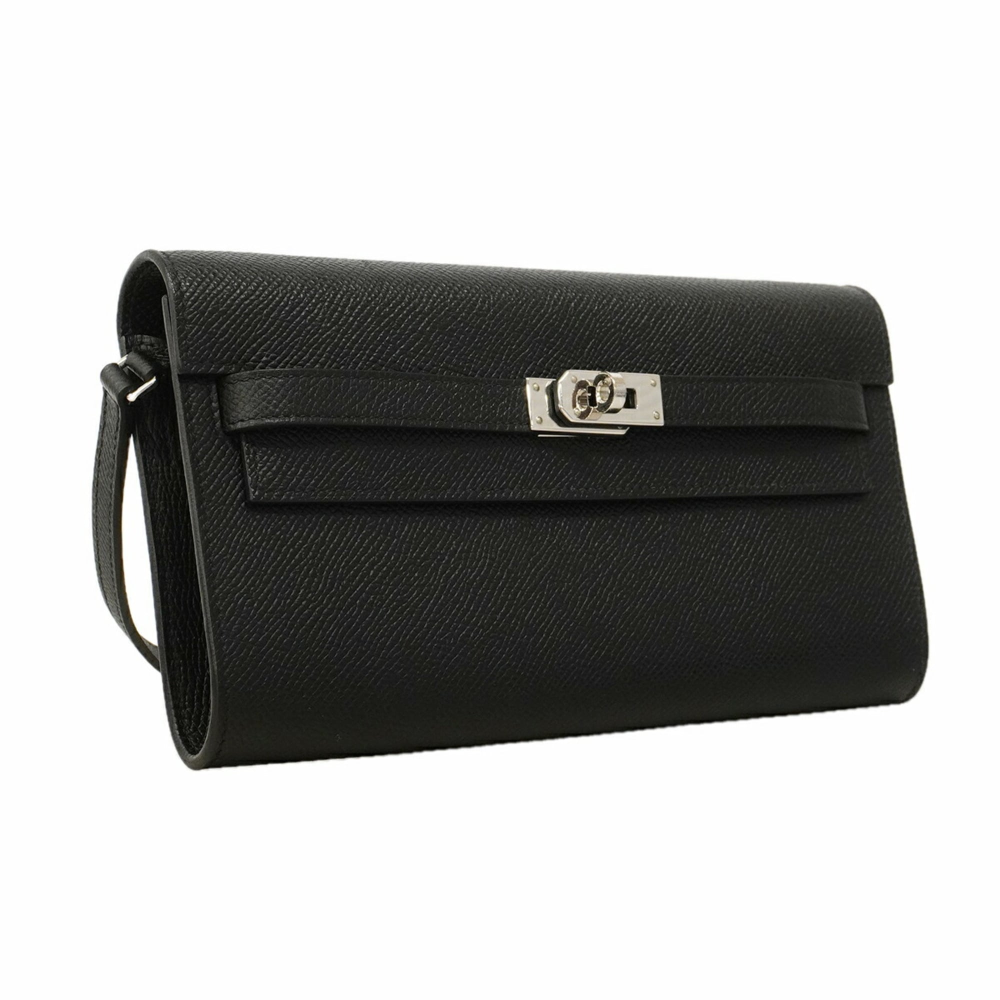 Hermes Black Epsom Leather Chain/Shoulder Wallet (Pre-Owned)