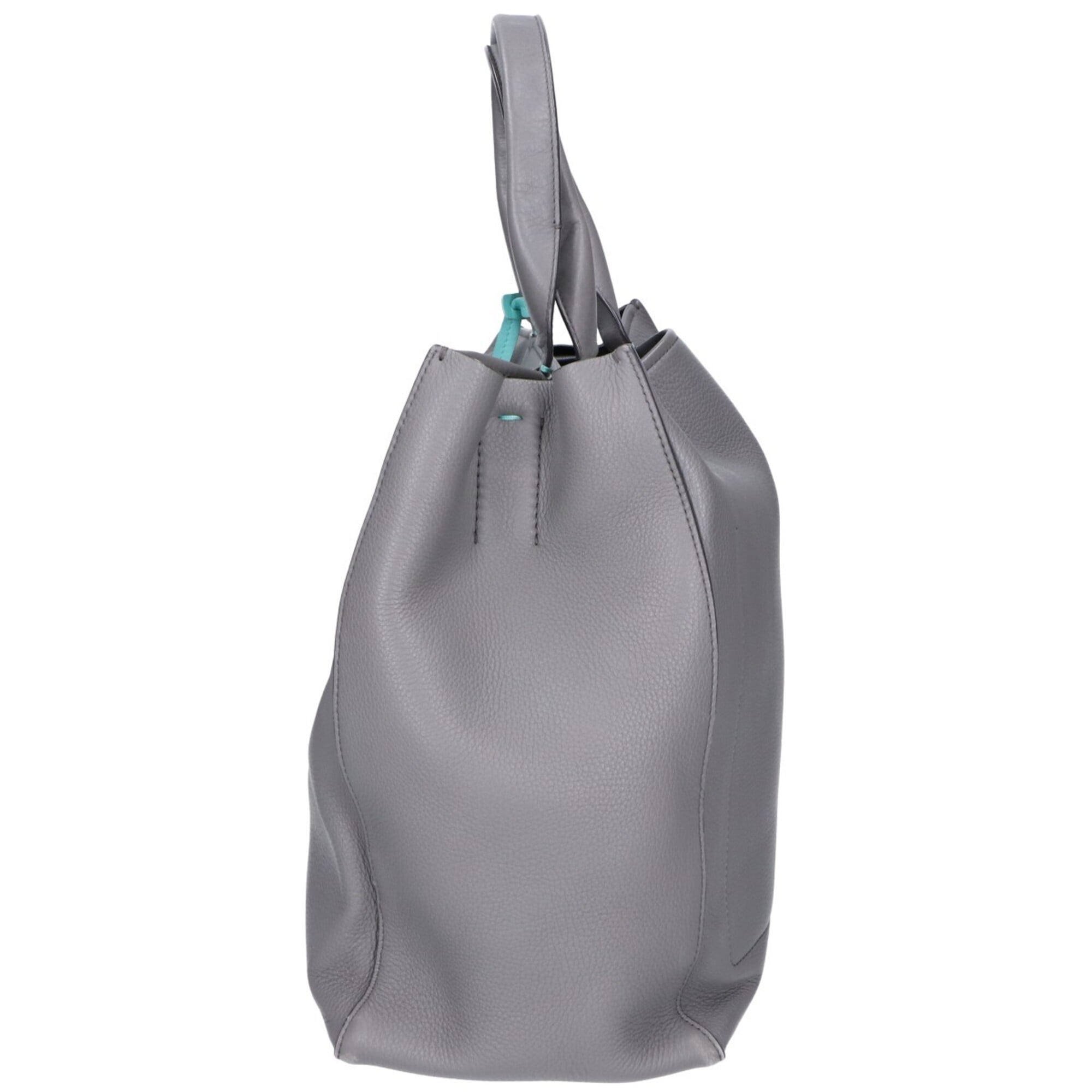 Tiffany Gray Leather Handbag Shoulder Bag Tote Bag (Pre-Owned)