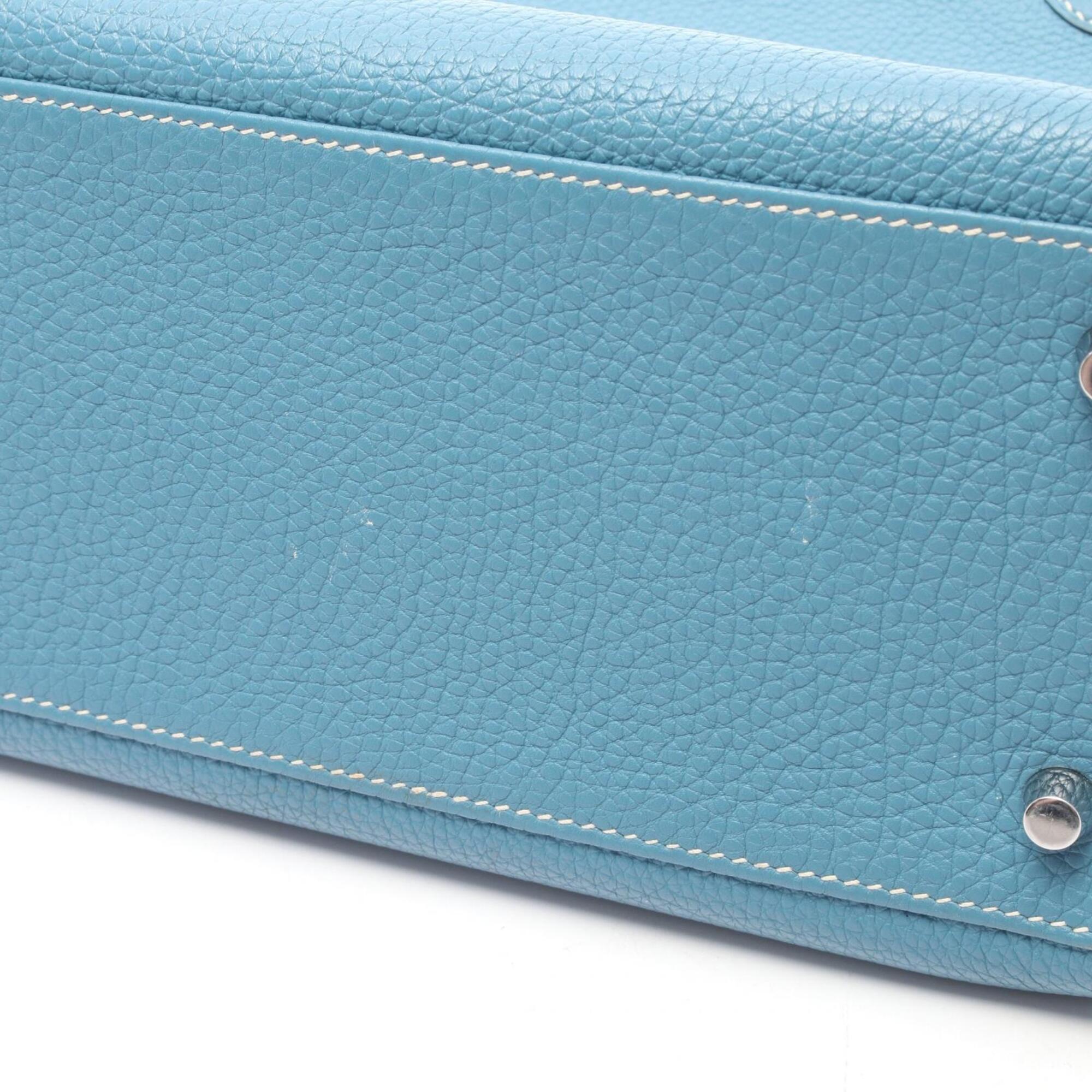 Hermes Blue Blue Jean Togo Leather Handbag (Pre-Owned)